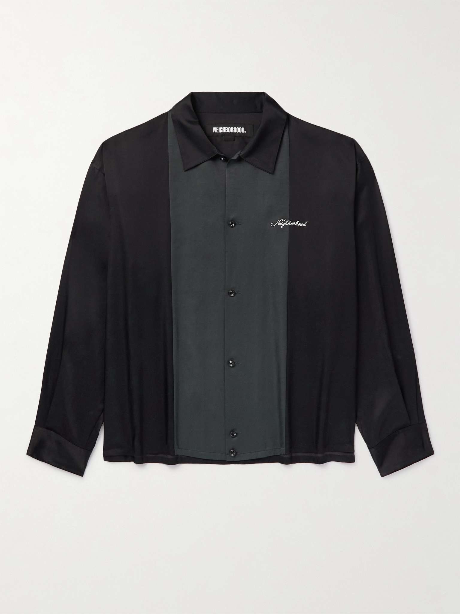 Logo-Embroidered Two-Tone Twill Shirt - 1