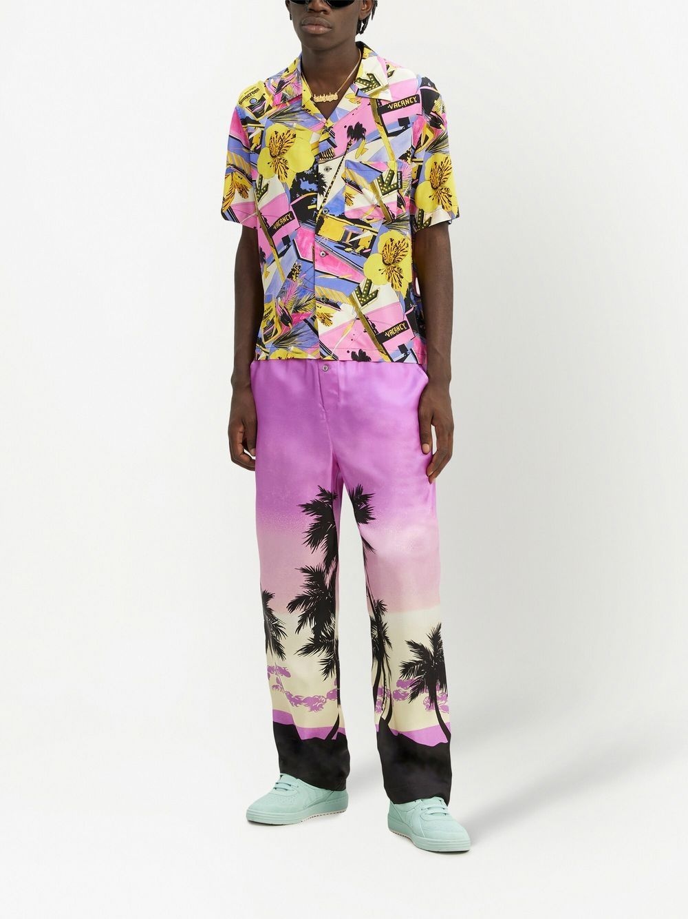 sunset-print straight trousers - 2
