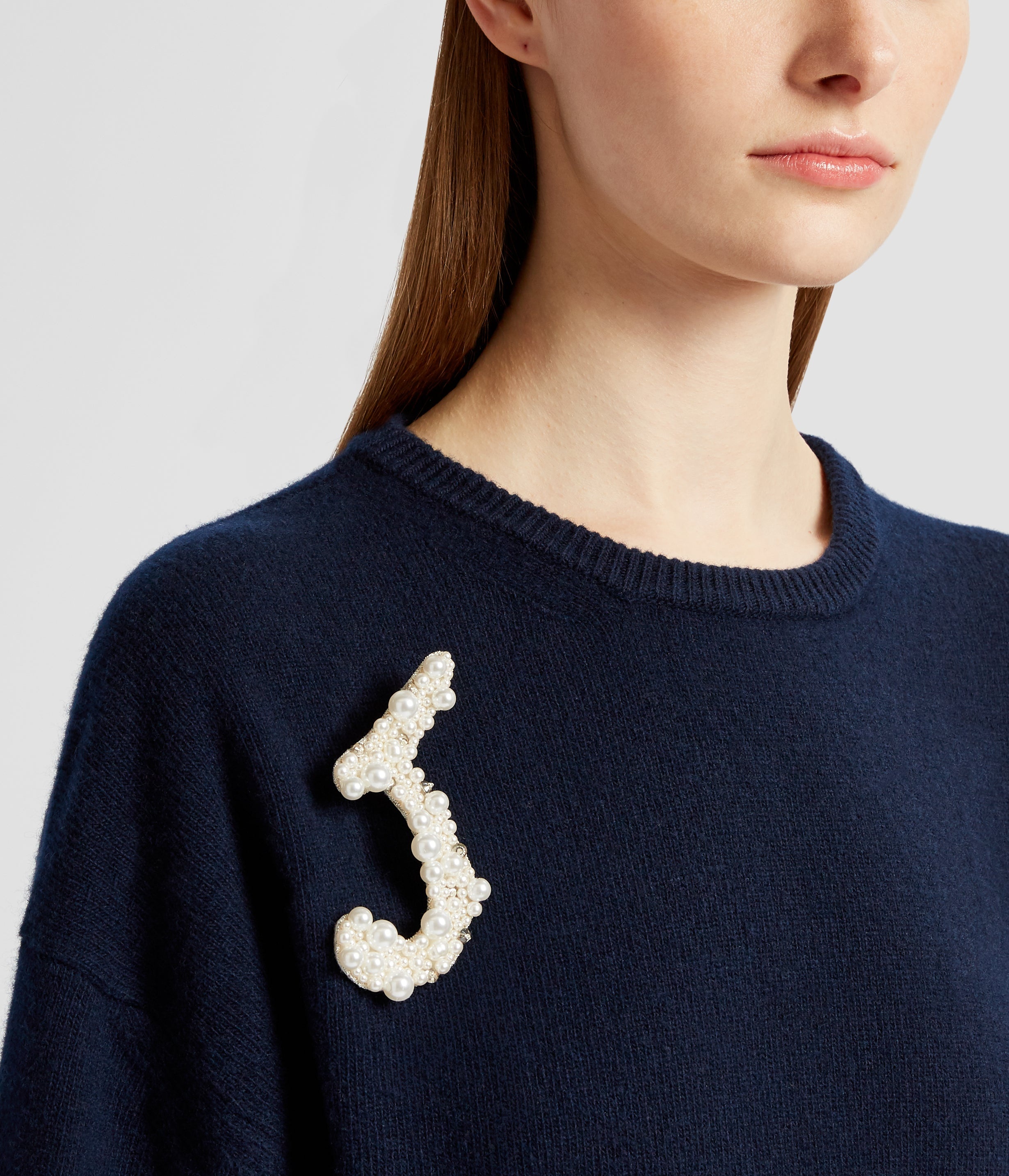 PEARL ALPHABET BROOCH J - 2