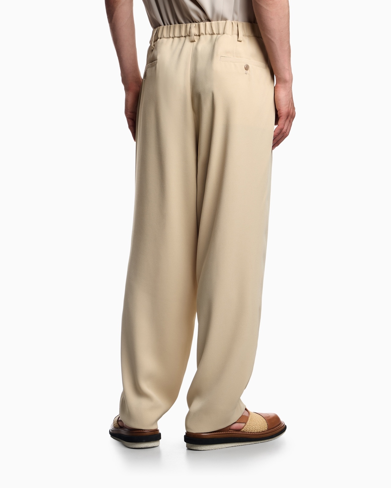 FLUID SANDBLASTED FABRIC TROUSERS WITH PLEATS - 3