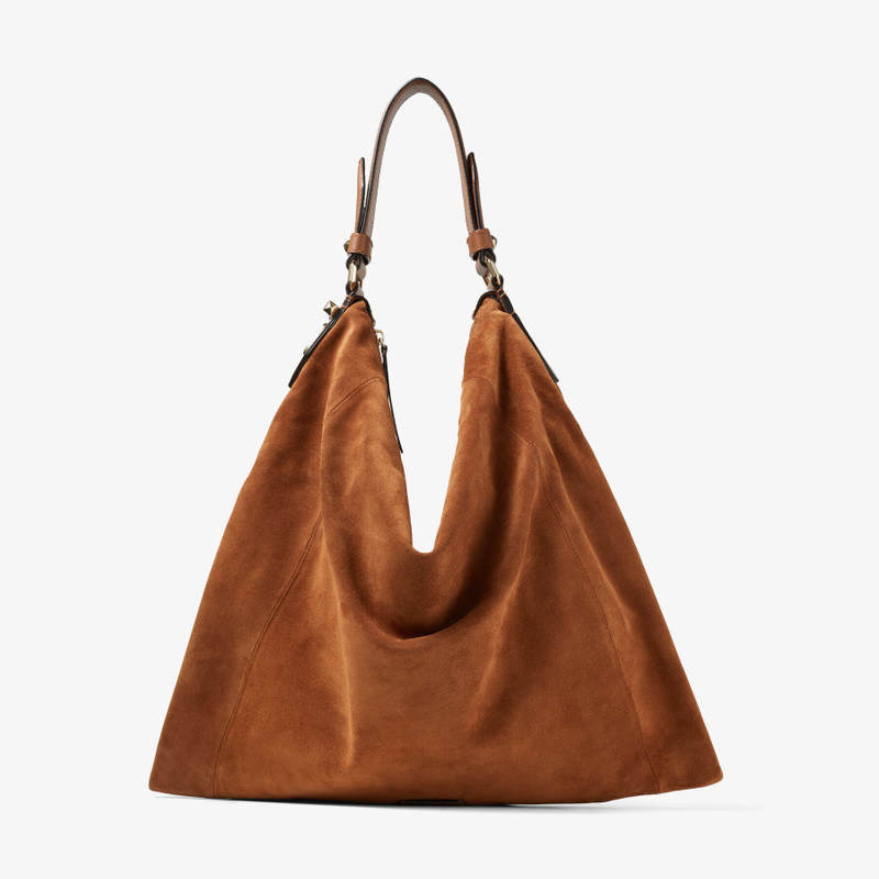 Ana Hobo/s
Dark Tan Suede Hobo Handbag with Smooth Calf Leather Handle 1