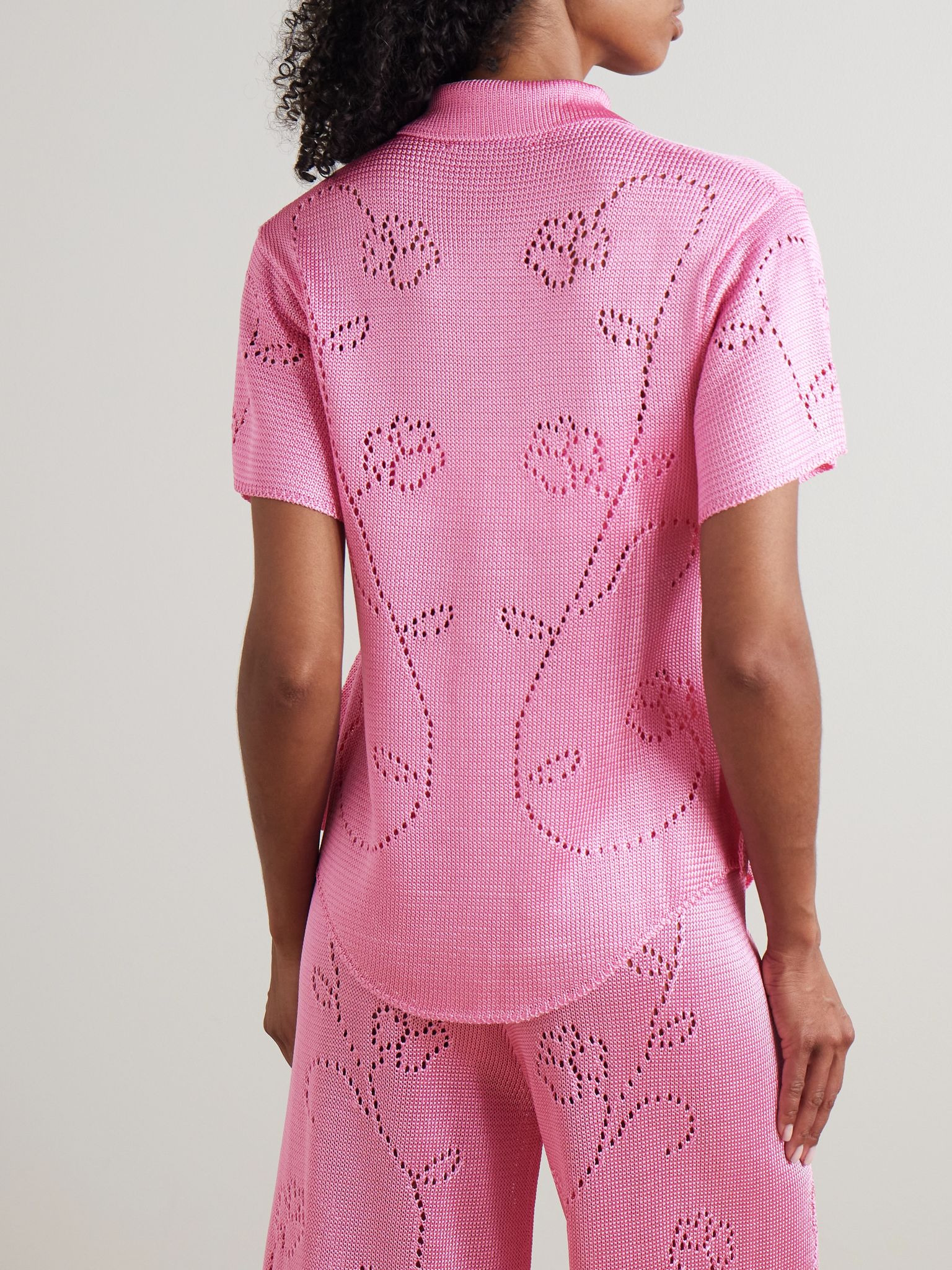 Ivy pointelle-knit shirt Pink - 4