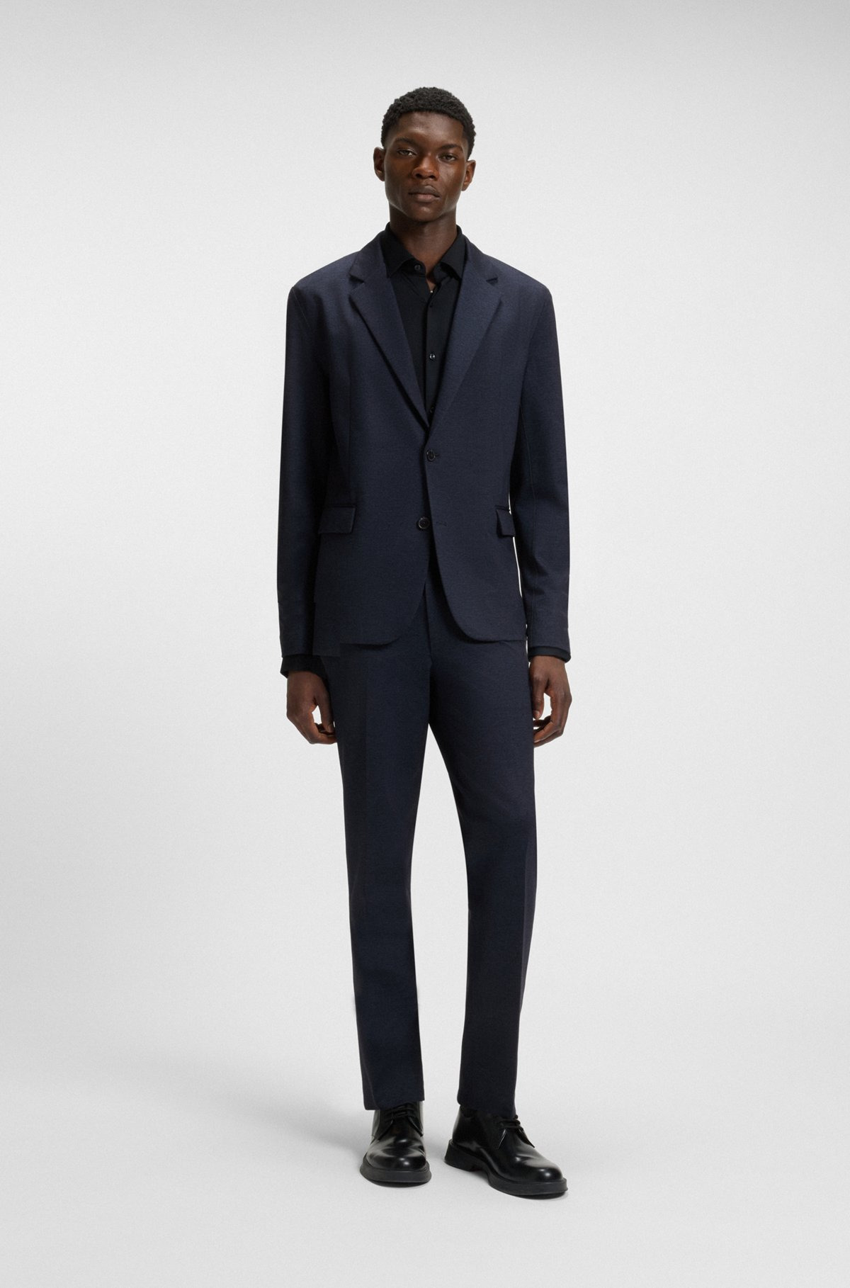 SLIM-FIT BLAZER IN TWILL-PRINT JERSEY - 3