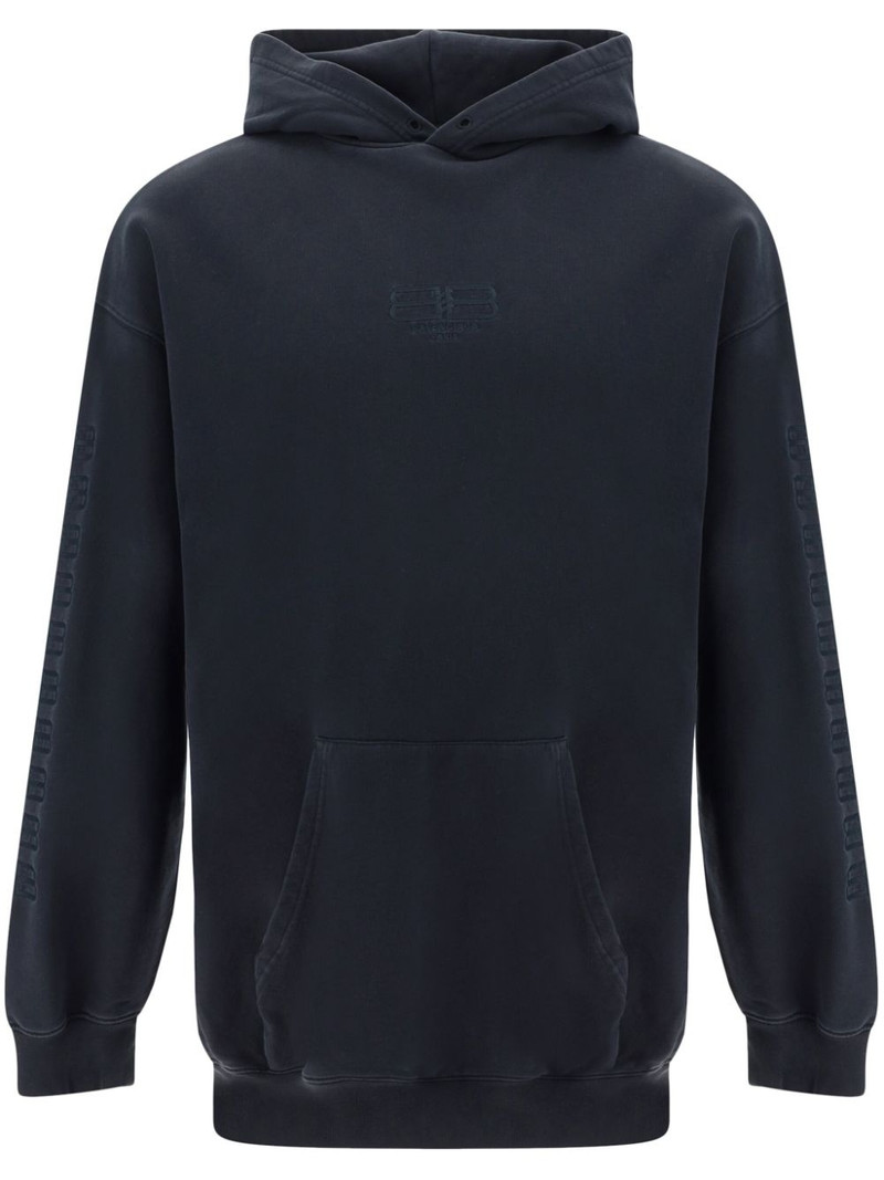 logo-embroidered cotton hoodie - 1