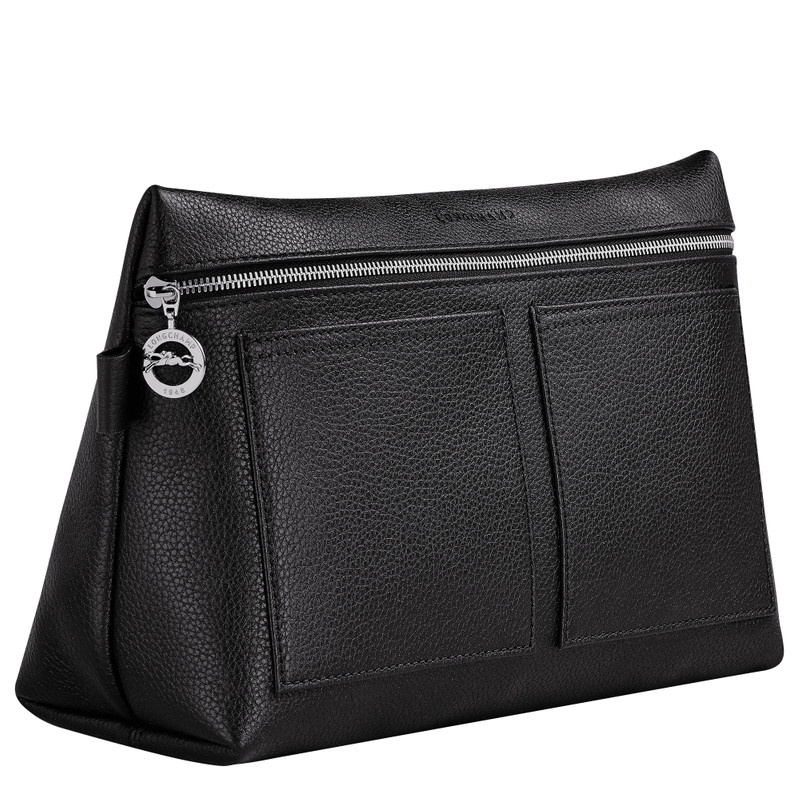 Longchamp Le Foulonné Toiletry case Black - Leather outlook