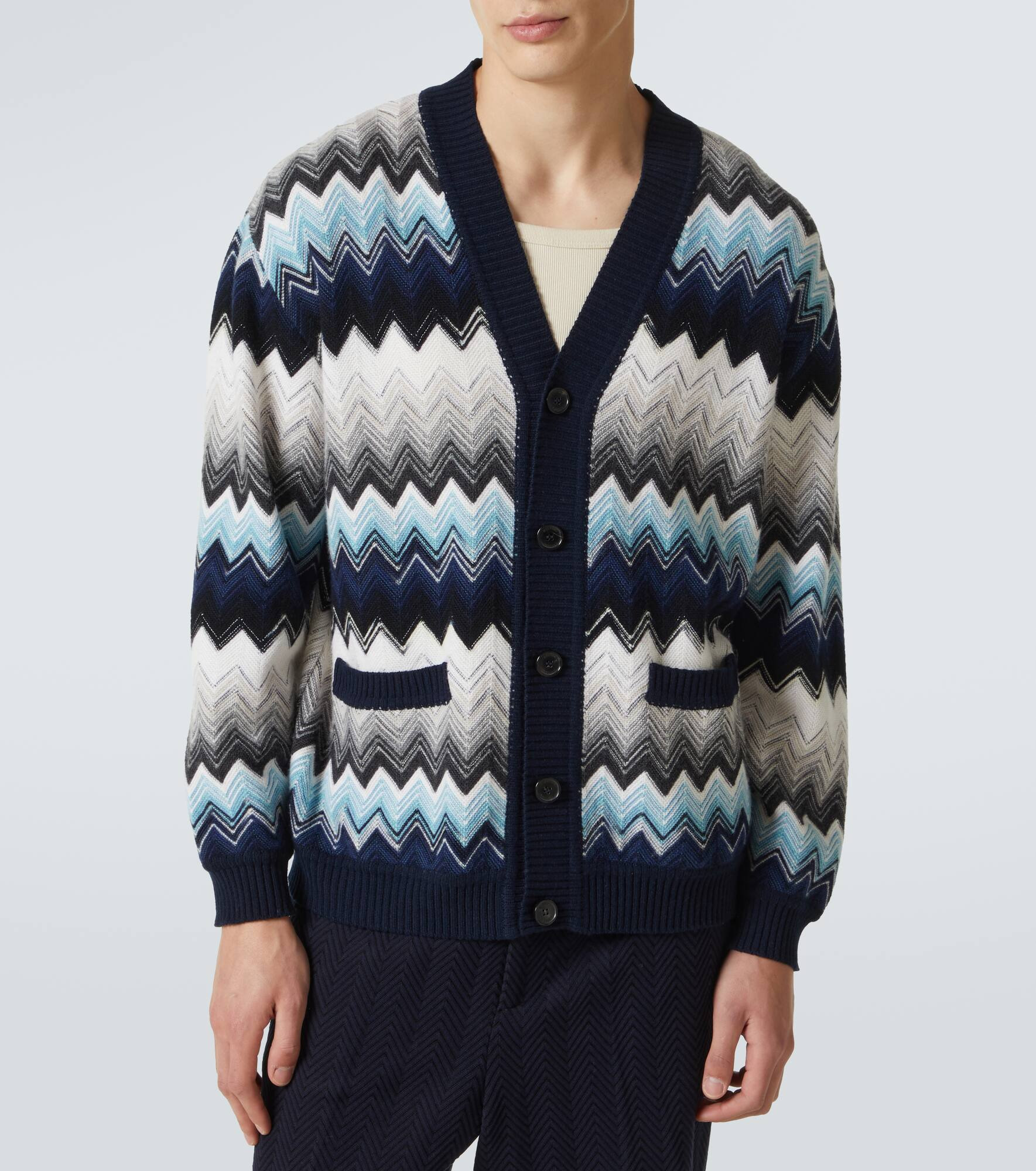Zigzag wool and cotton cardigan - 3