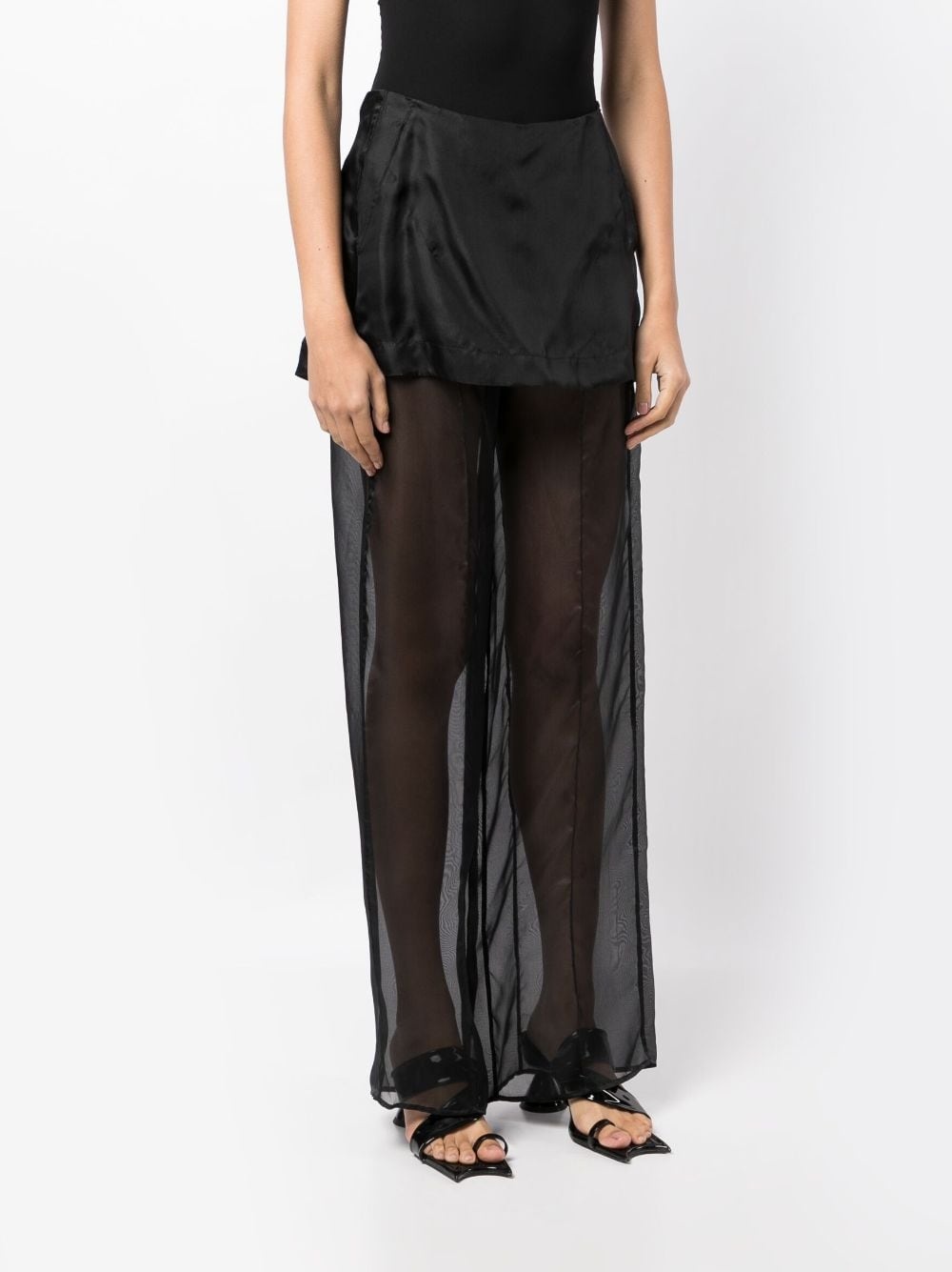 silk sheer layered trousers - 3