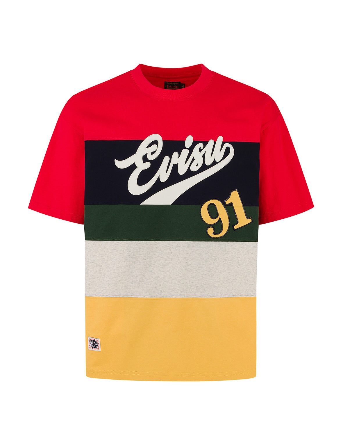 Logo and "91" Appliqué Embroidery Relax Fit Stripe T-Shirt - 9