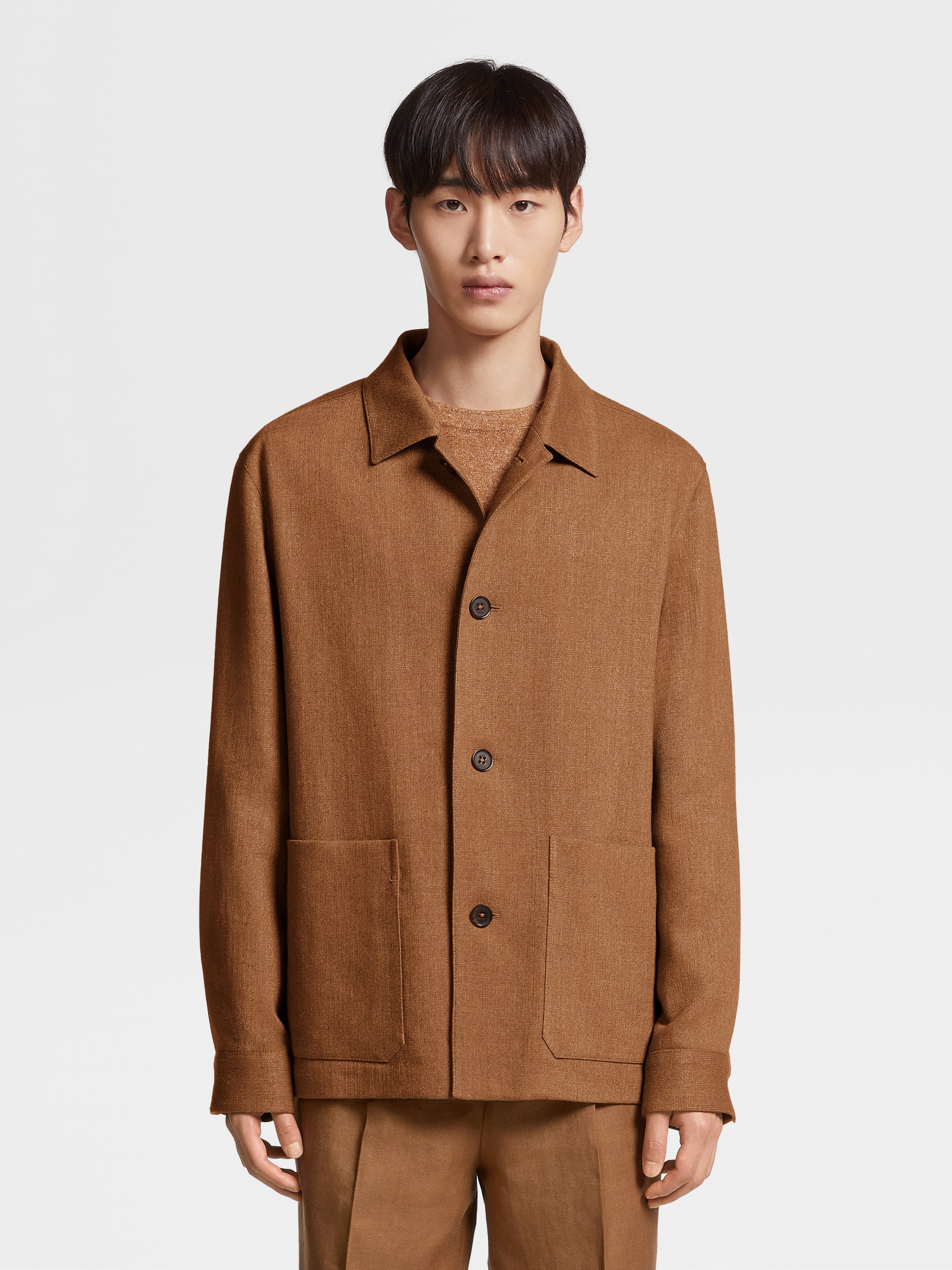 LINEN AND SILK BLEND CHORE JACKET - 4
