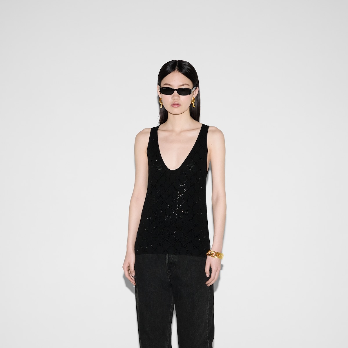 Wool tank top with GG embroidery - 3