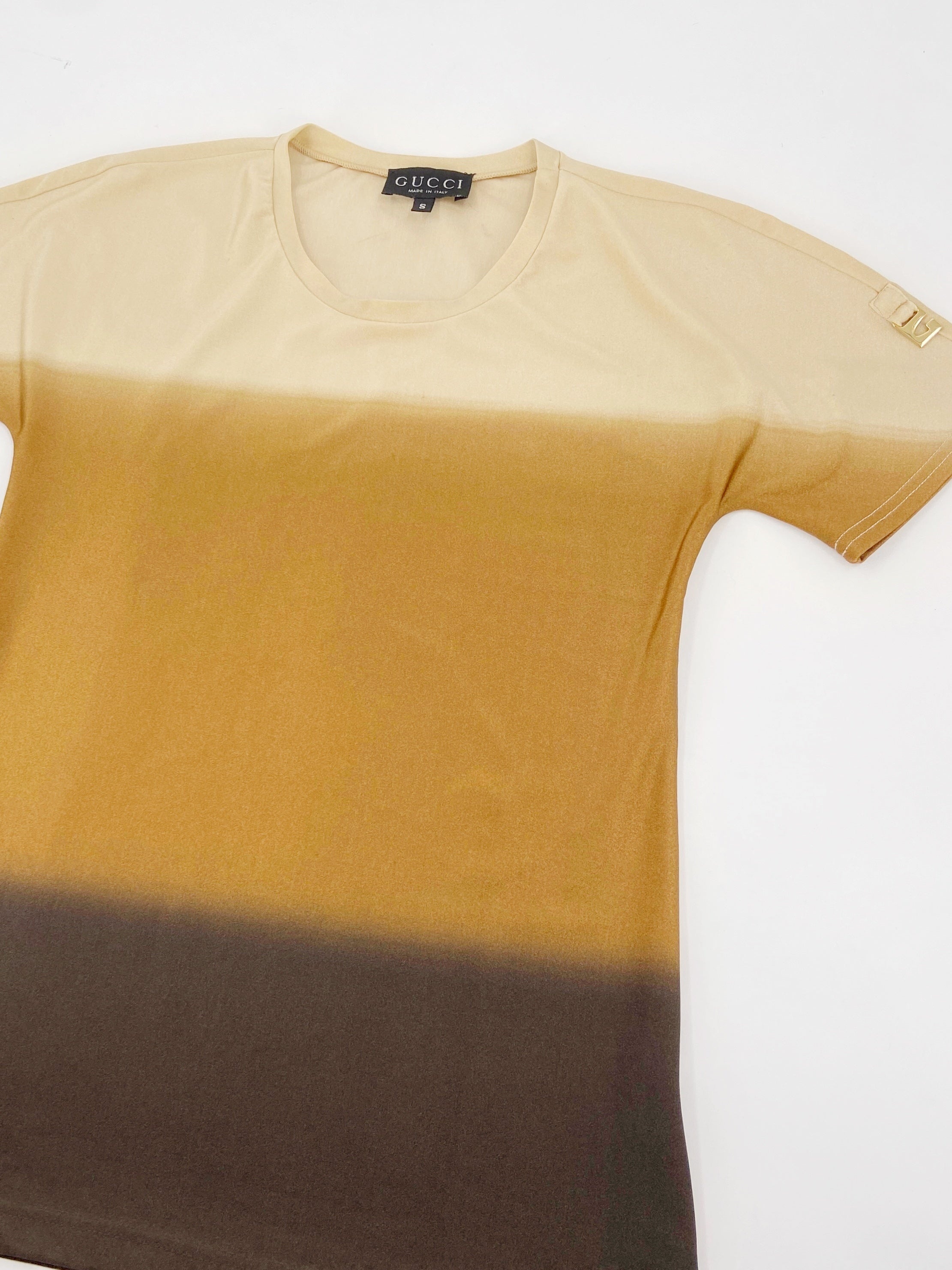 Gucci Spring 1997 Tom Ford Beige Ombré Tee S - 8