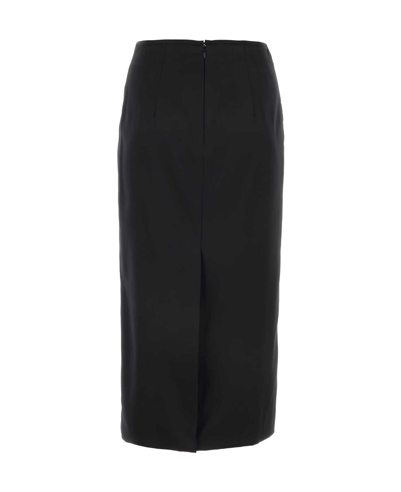 Black Stretch Silk Skirt - 2
