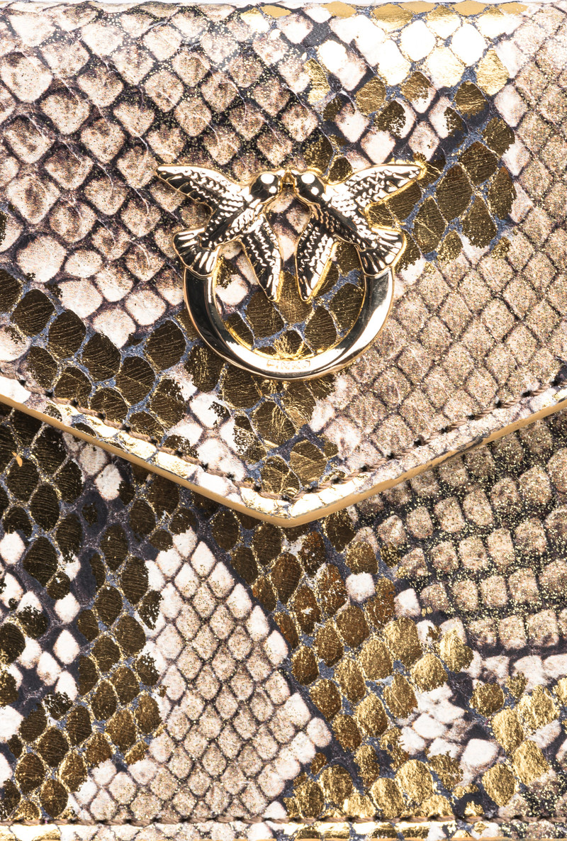 PINKO GALLERIA FLAT CARD HOLDER IN LAMINATED REPTILE SKIN 4