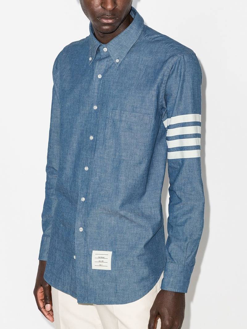 Thom Browne 4-Bar Straight-Fit Chambray Shirt outlook