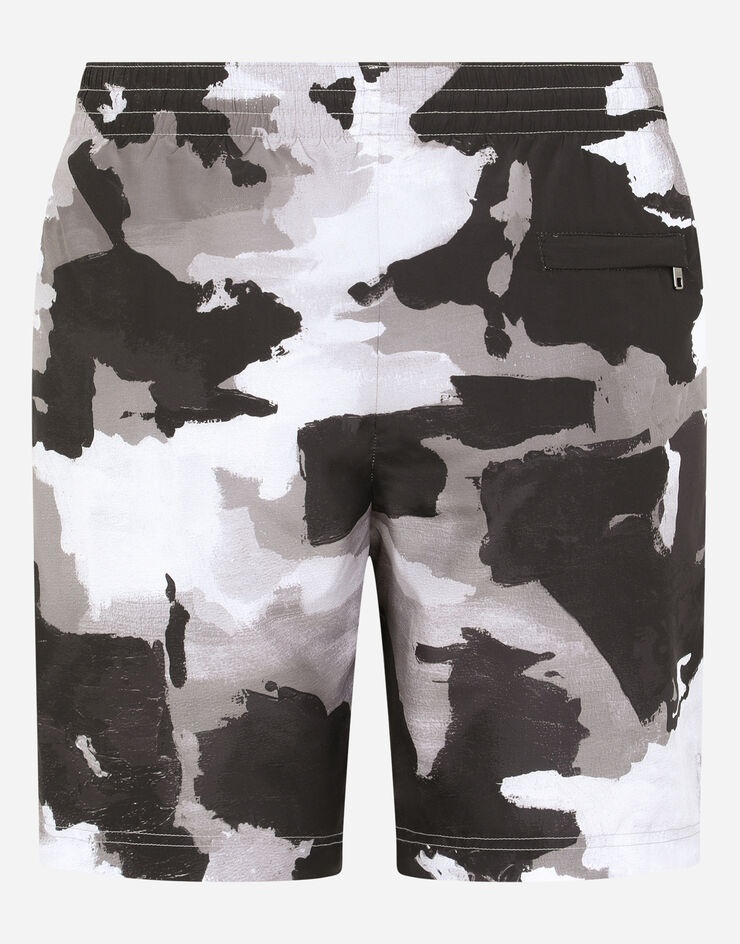 Mid-length swim trunks with camouflage print - 2