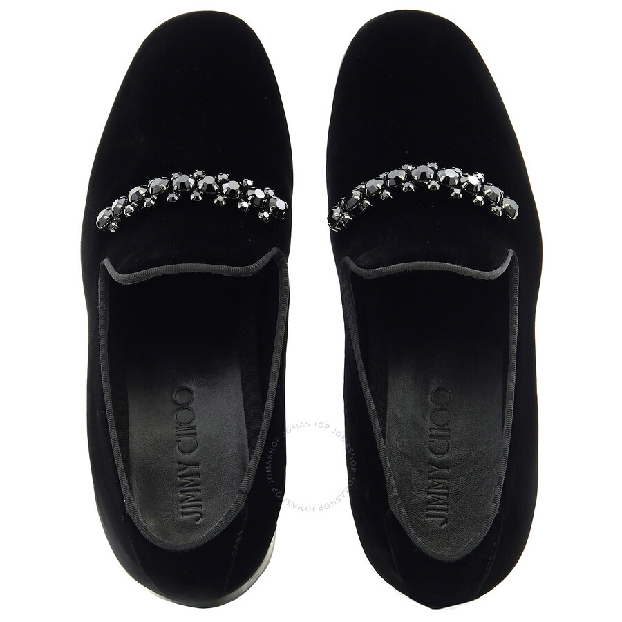 Jimmy Choo Black Thame Crystal-Embellished Loafers - 4