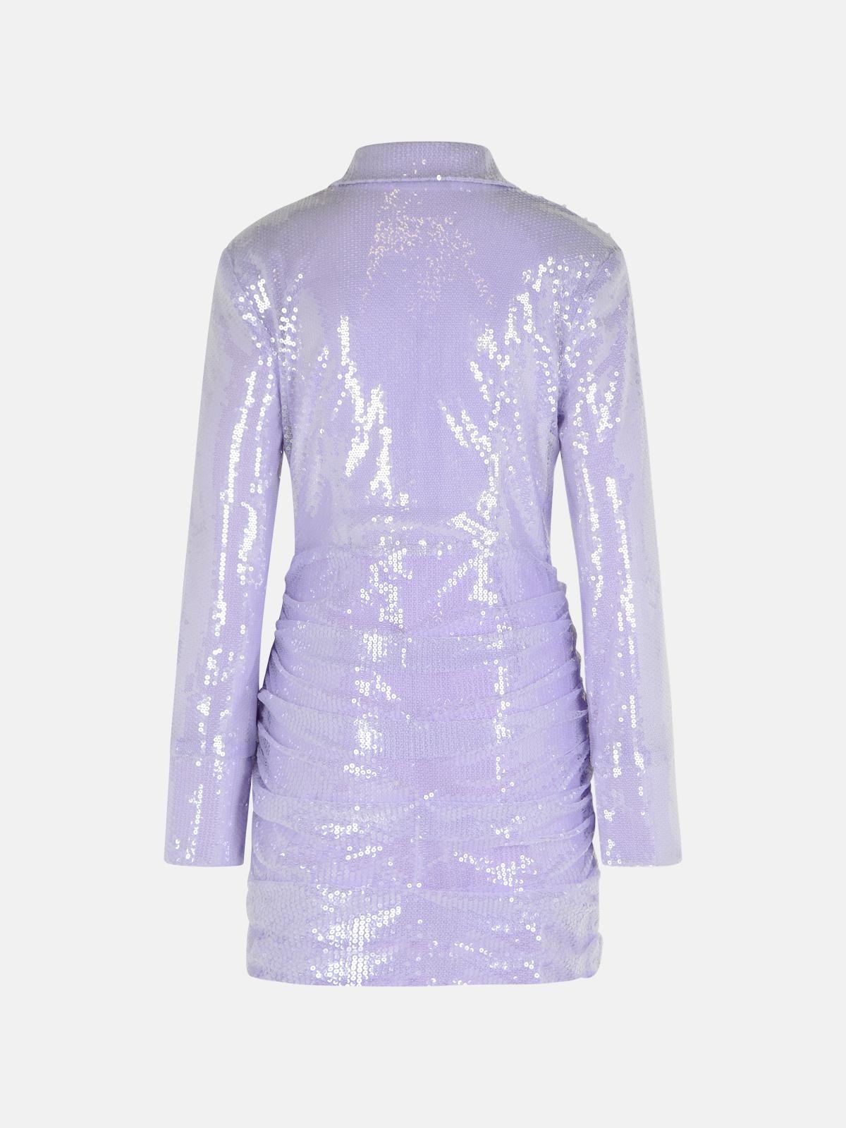 MISTY LILAC POLYESTER SEQUINED MINI DRESS - 3