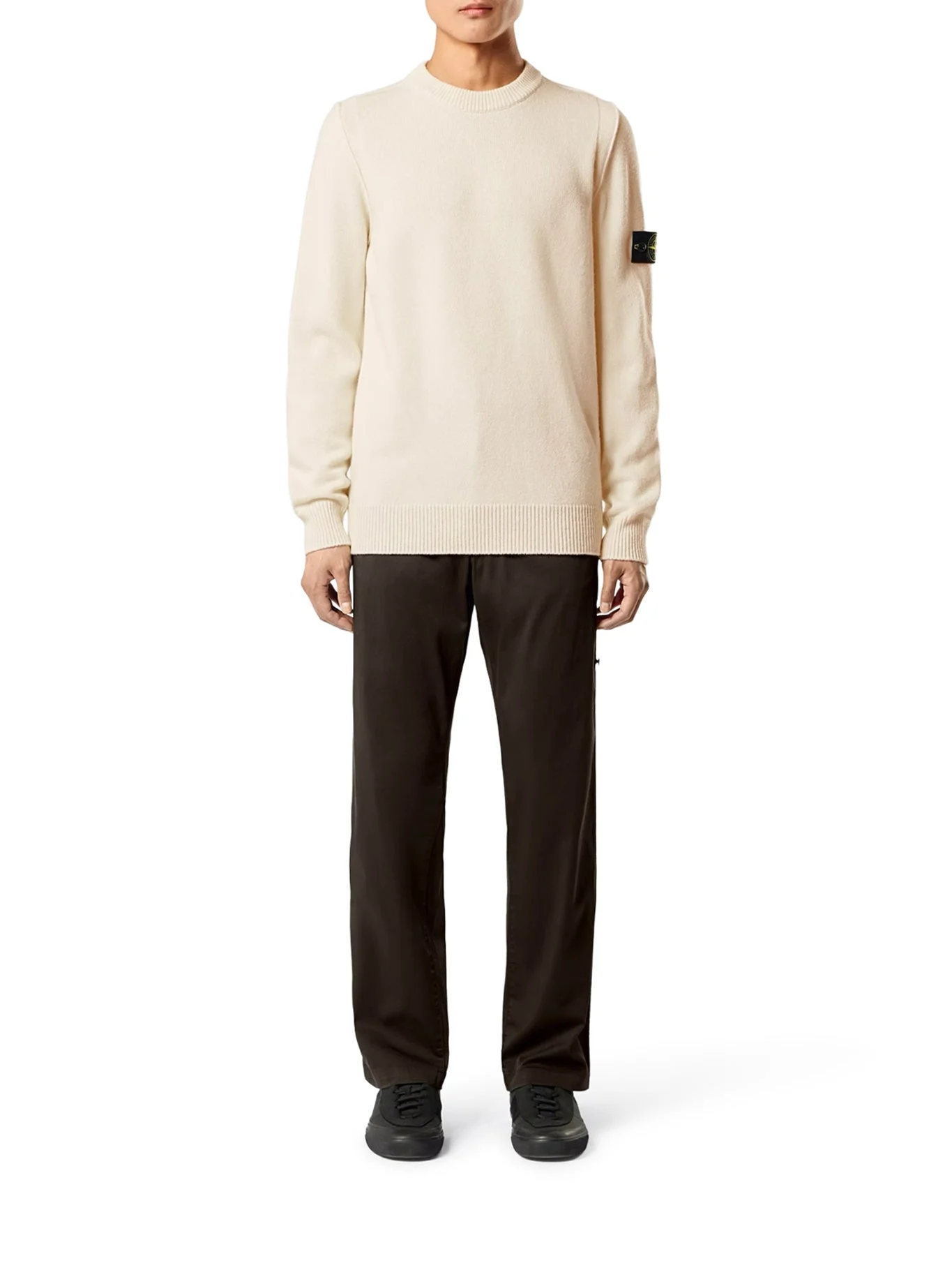 MELANGE EFFECT SWEATER WITH COMPASS LOGO - 1