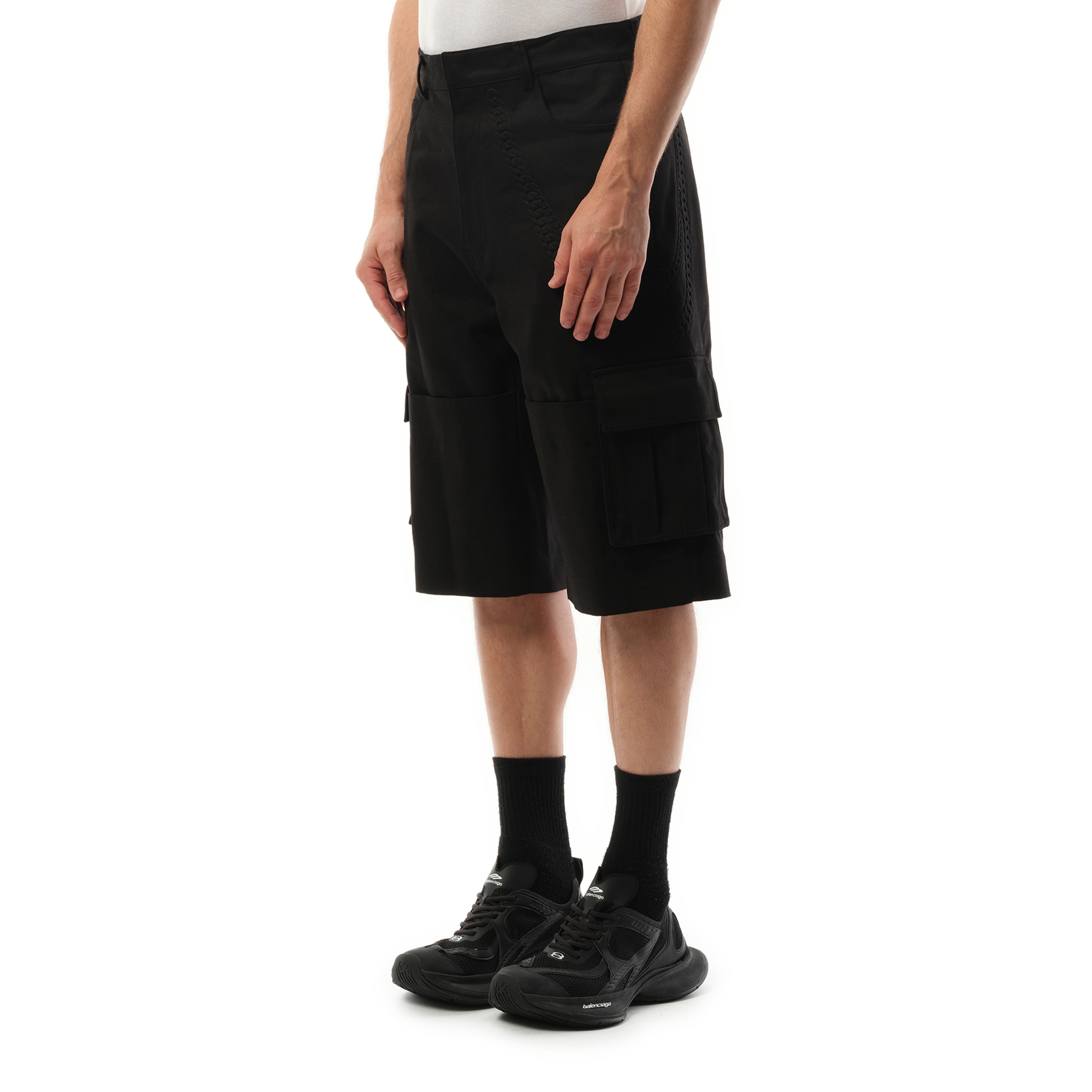 Chain Embossed Shorts in Black - 5