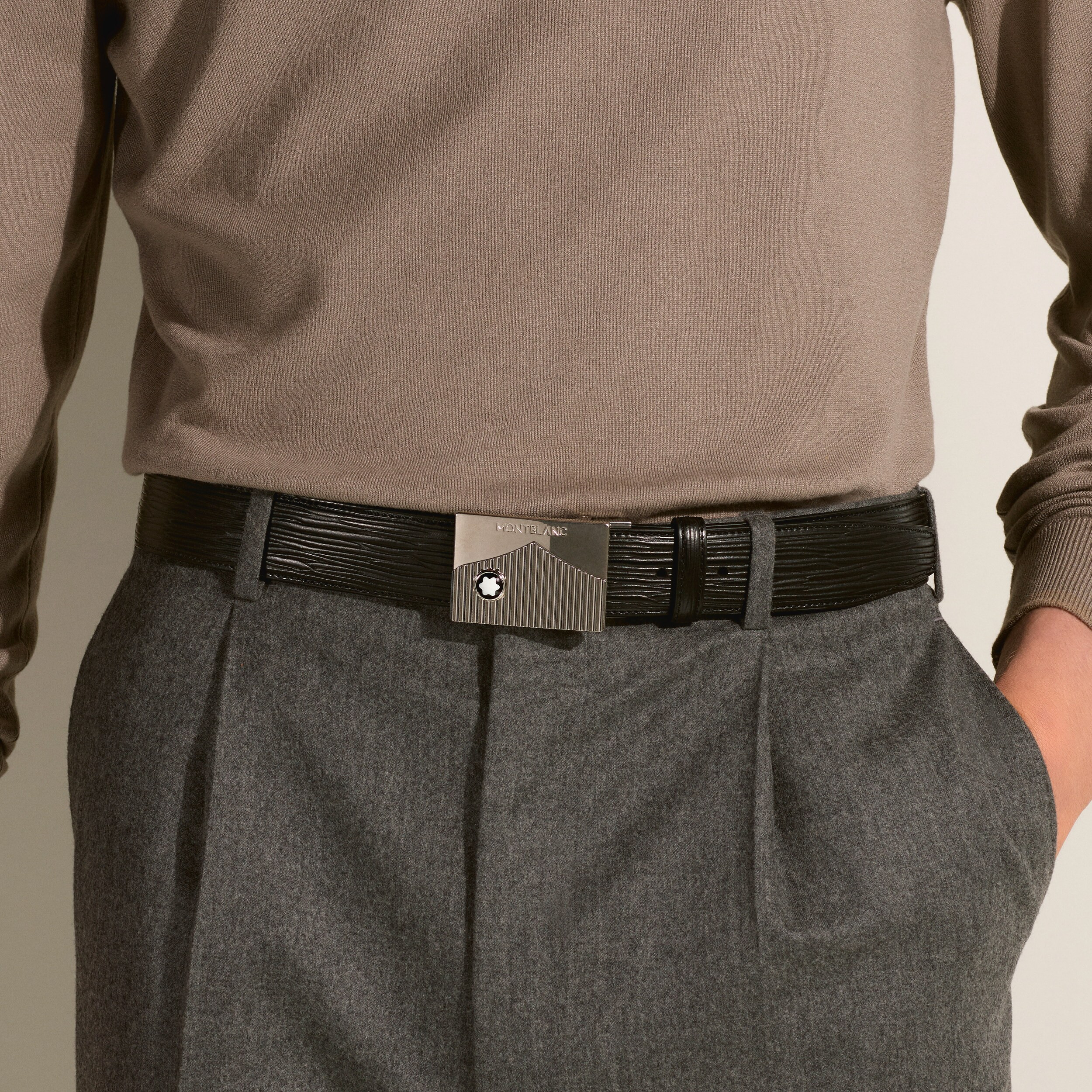 Black 35 mm leather belt - 2