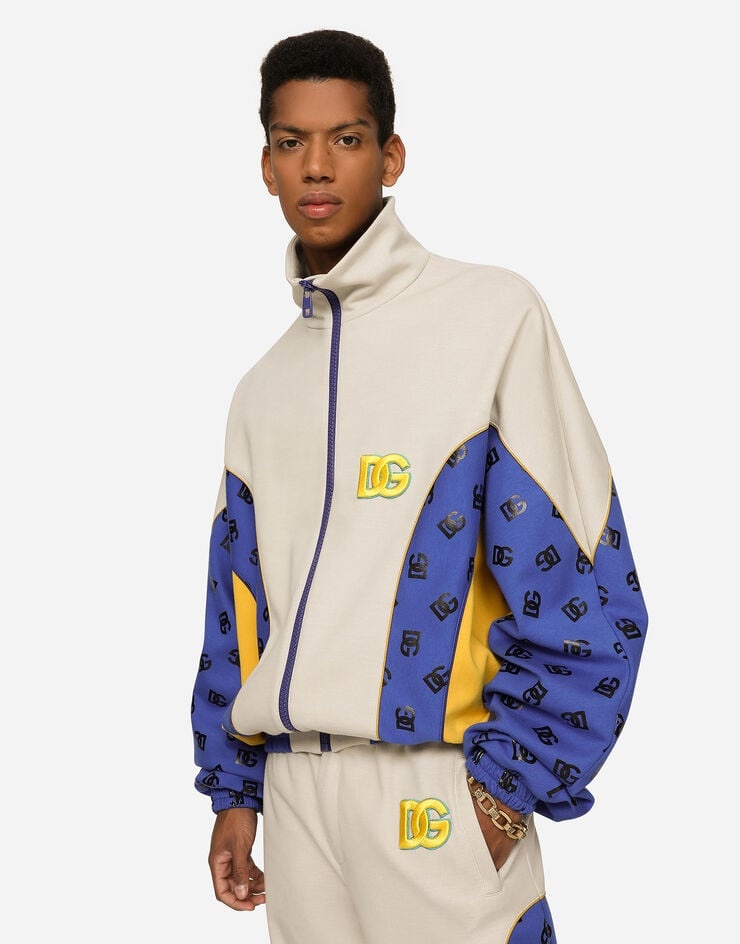 Cotton jacket with embroidered patch and print - 2