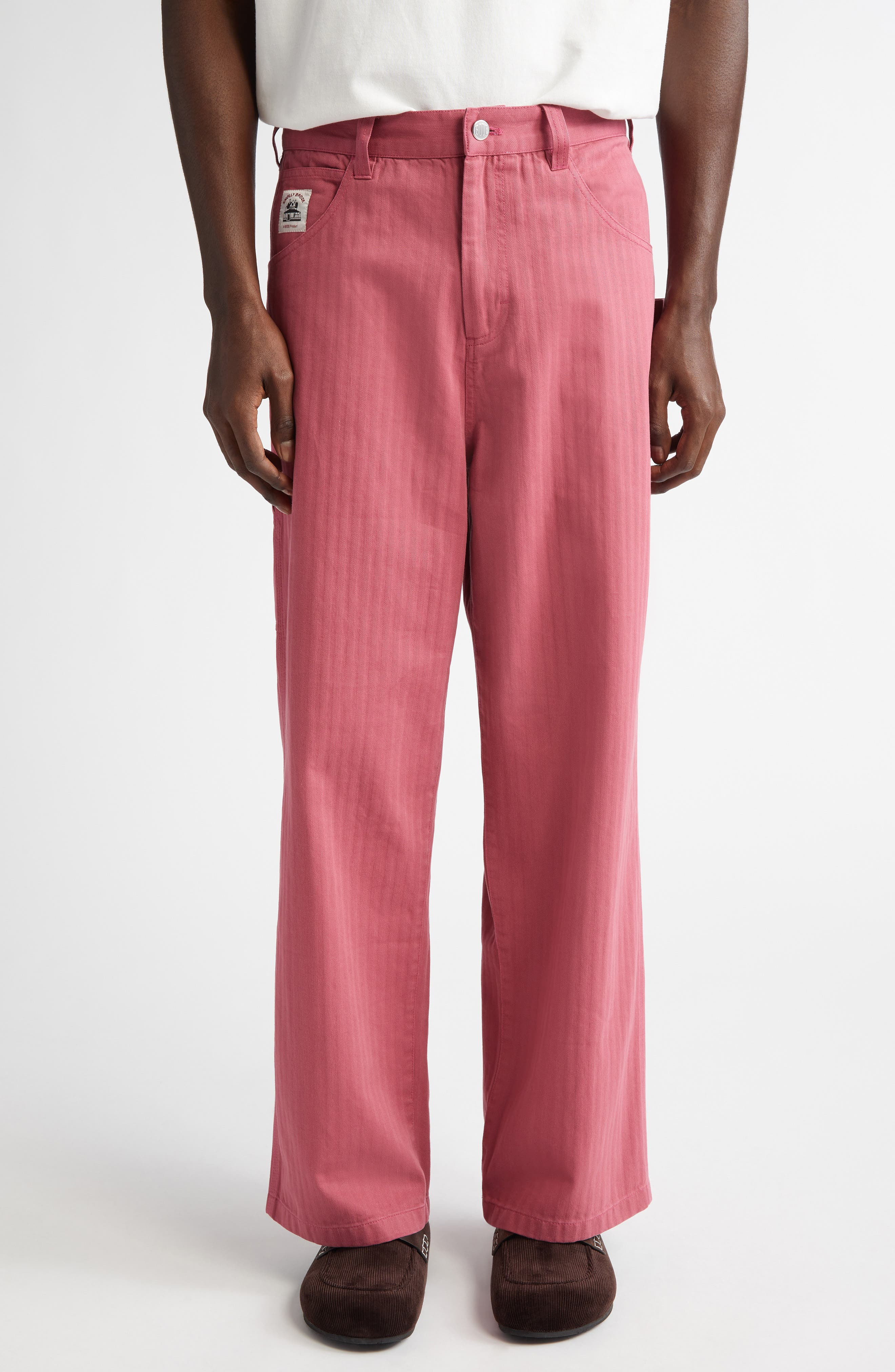 Bode Knolly Brook Twill Trousers in Pink at Nordstrom - 1