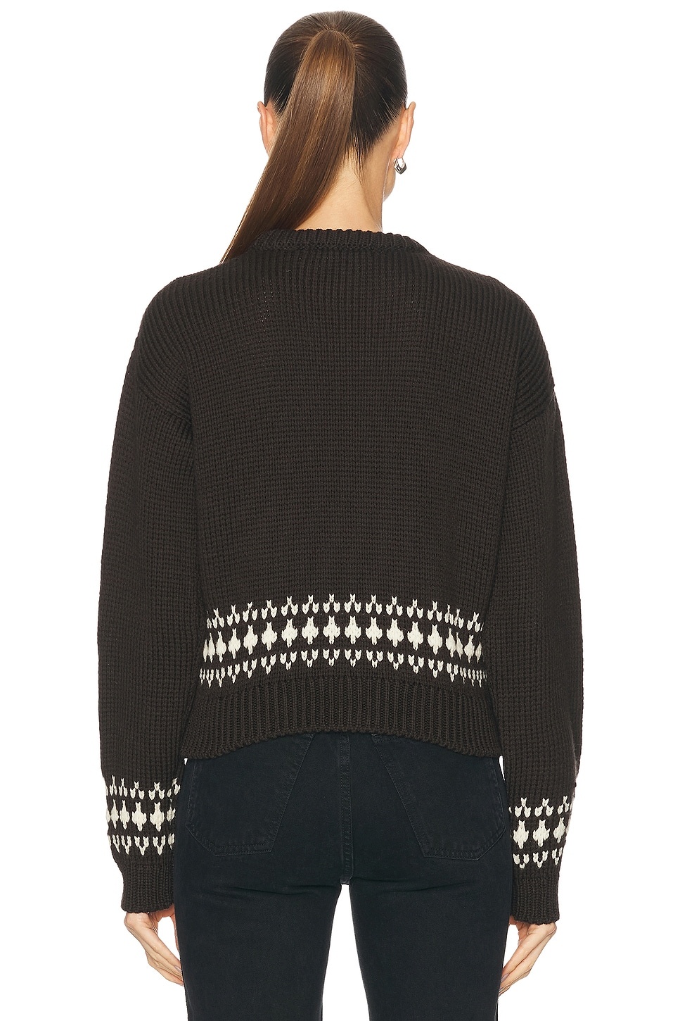 Fairisle Bottom Cropped Crewneck Sweater - 3