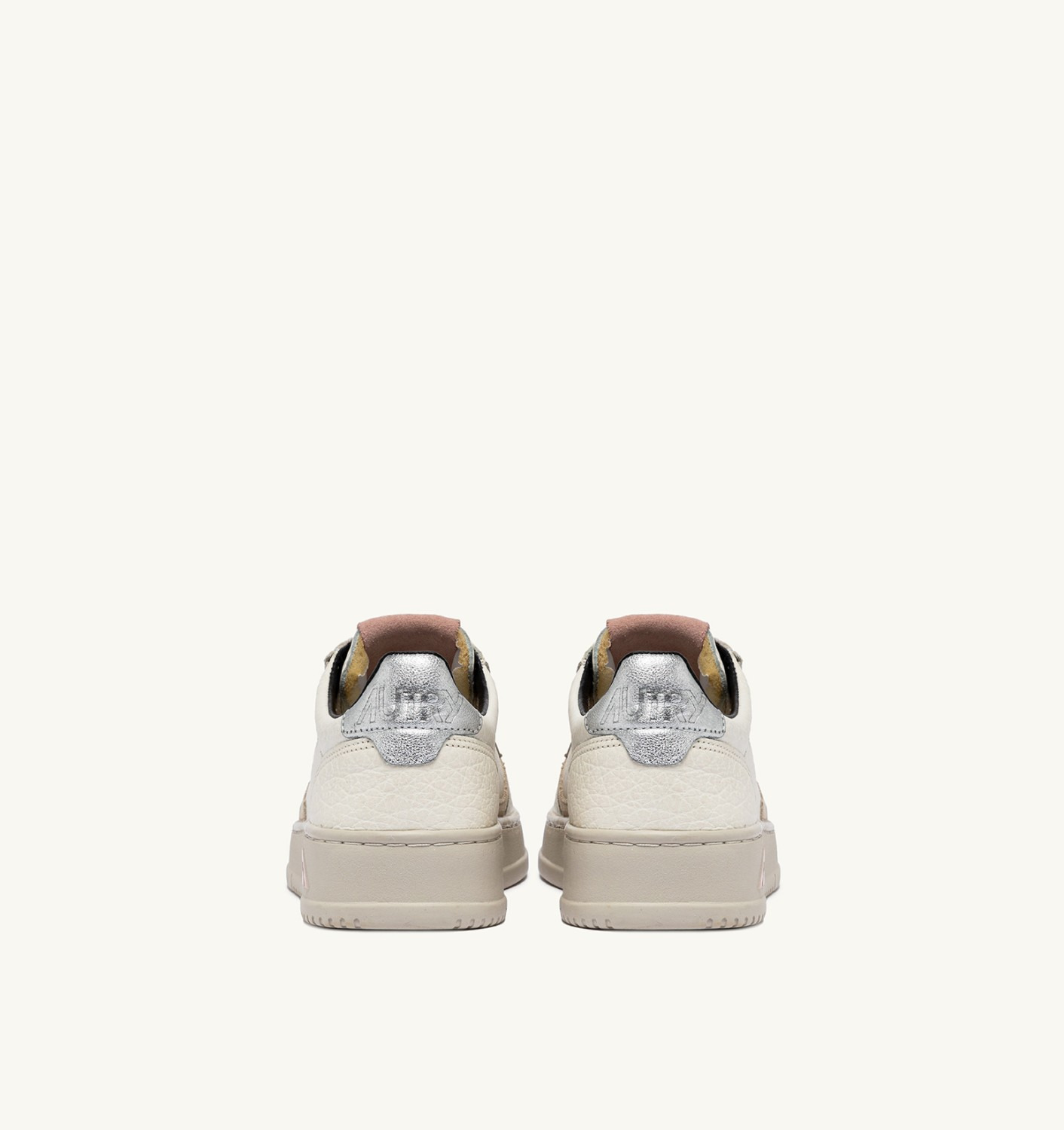 MEDALIST LOW SNEAKERS IN WHITE TEXTURED LEATHER WITH SILVER AND PINK DETAILS - 3