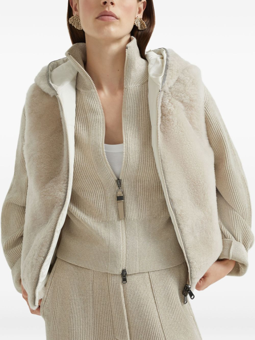 ribbed zip-front sweater - 3
