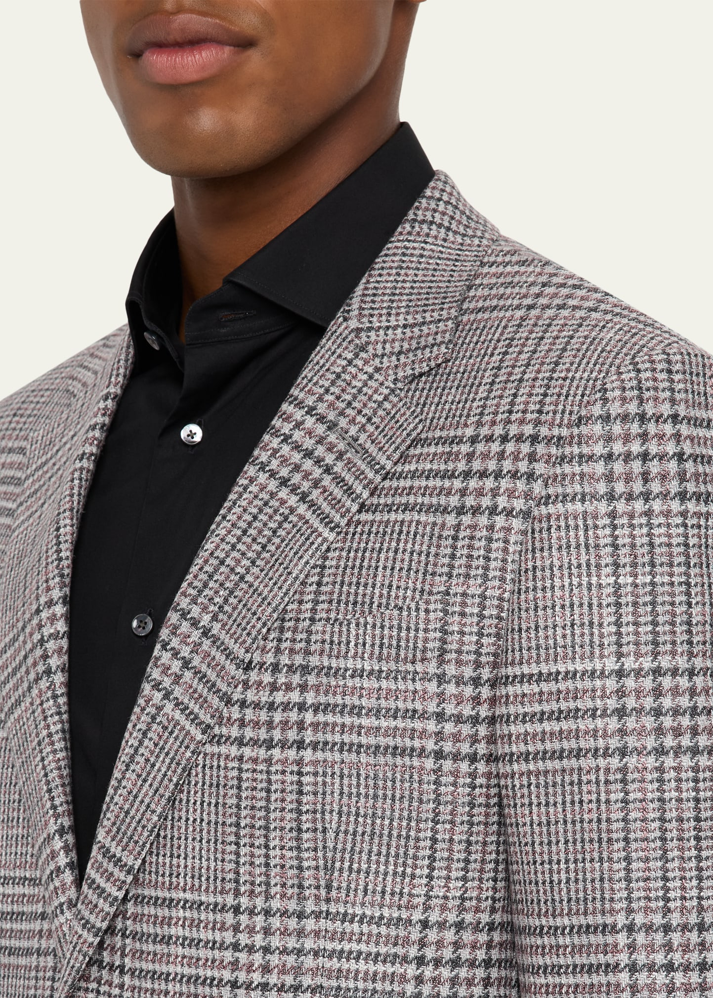 Men's Glen Plaid Winter Crossover Single-Breasted Sport Coat - 7