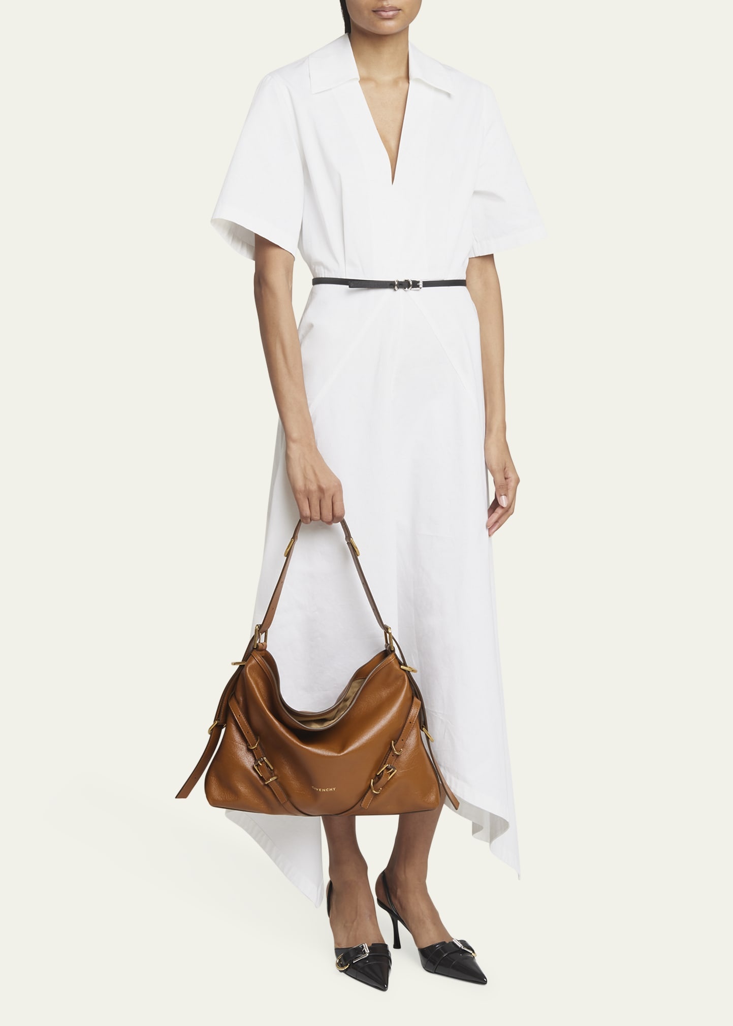 Voyou Medium Shoulder Bag in Shiny Tumbled Leather - 5