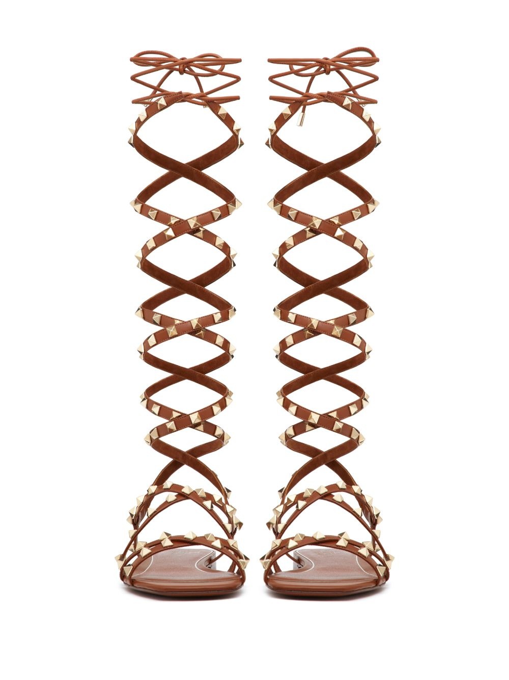 Rockstud lace-up leather sandals - 4