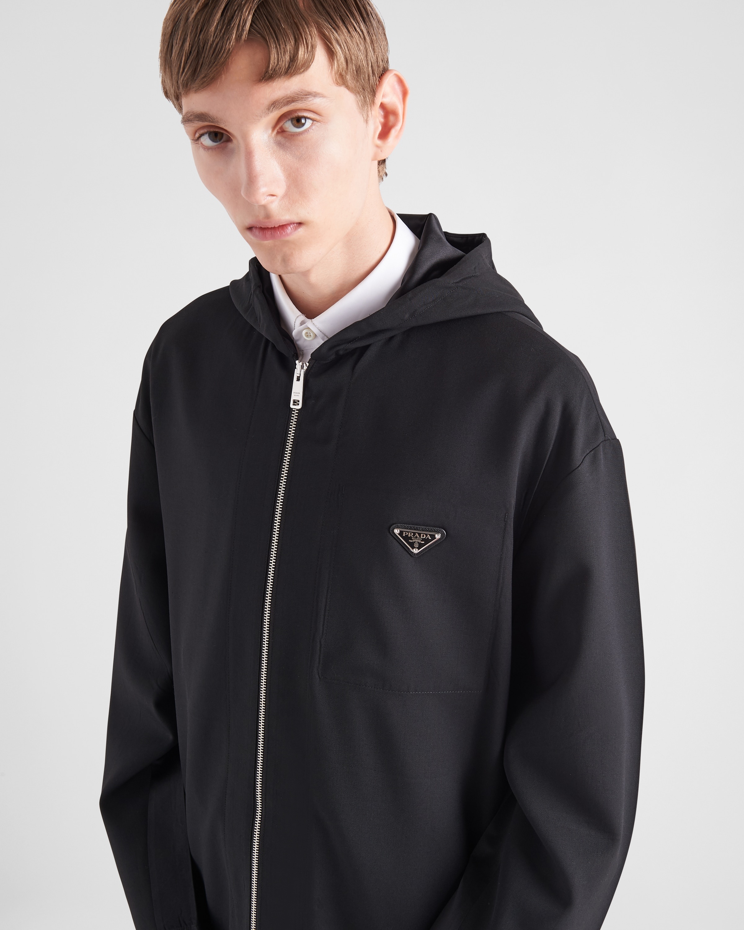 Hooded wool blouson jacket - 3