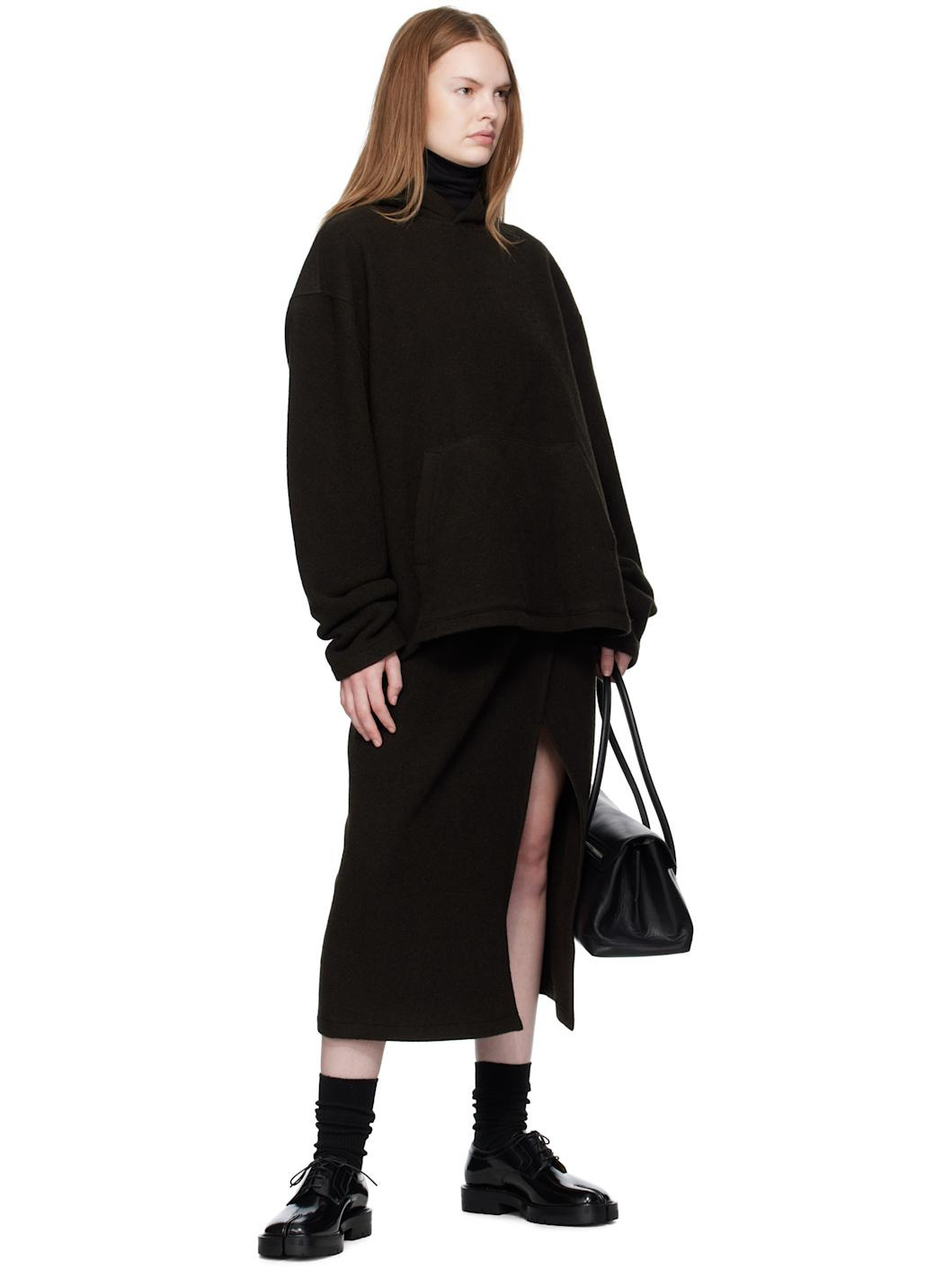 Brown Wrap Midi Skirt - 4