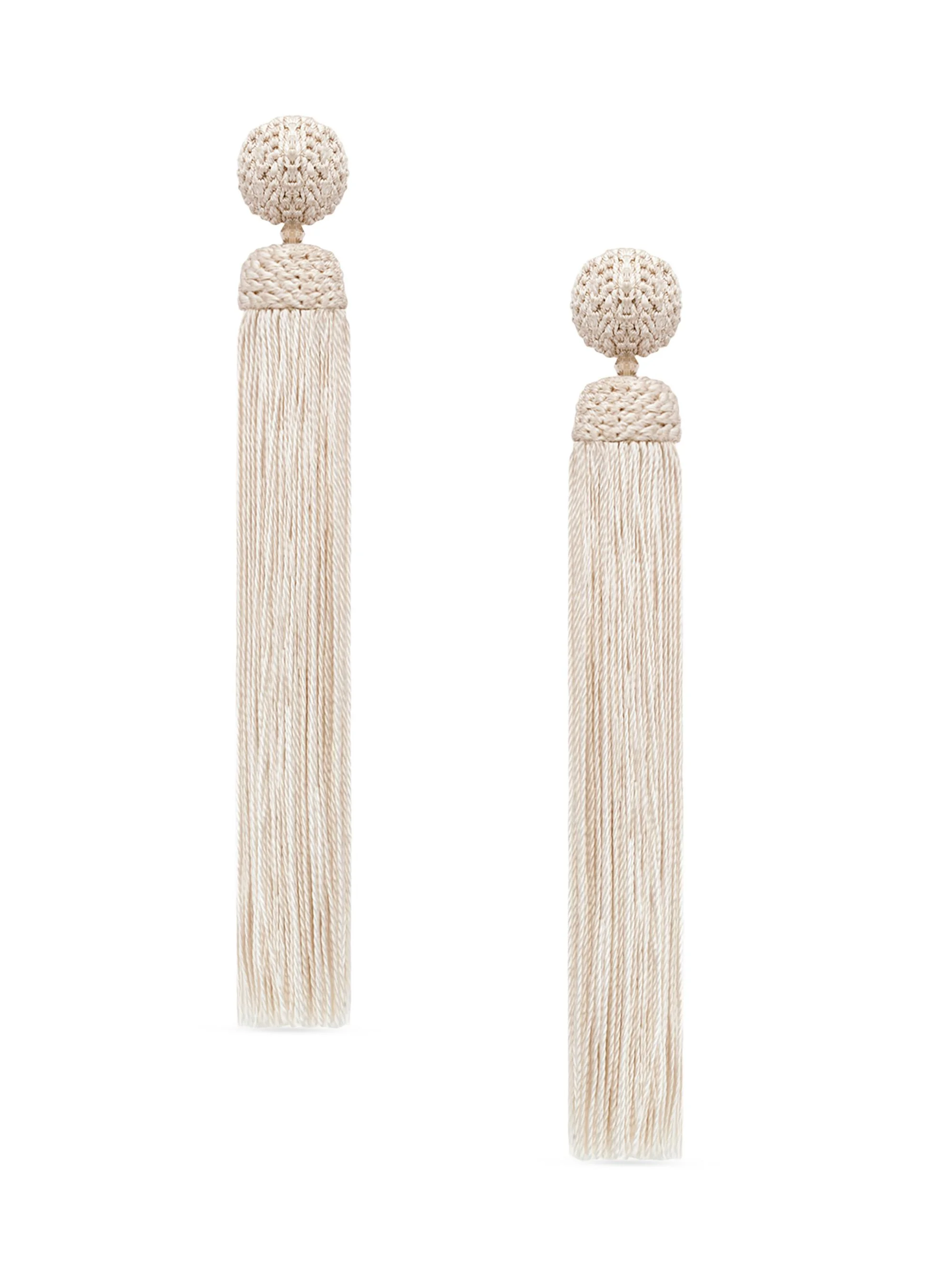 Women's Long Tassel Clip-On Drop Earrings - Natural - 1