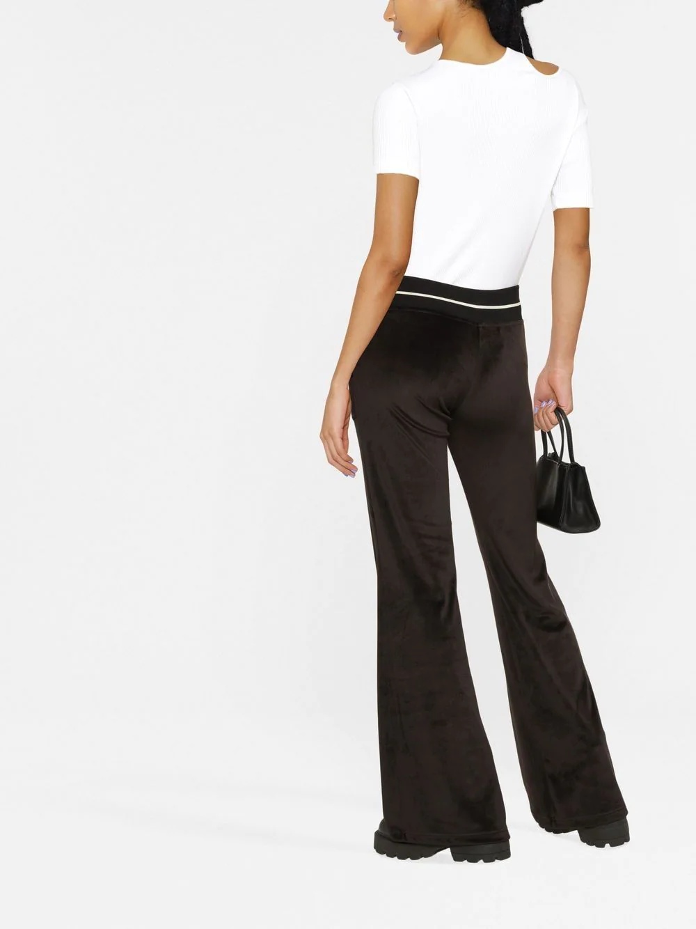 stripe-detail flared trousers - 4