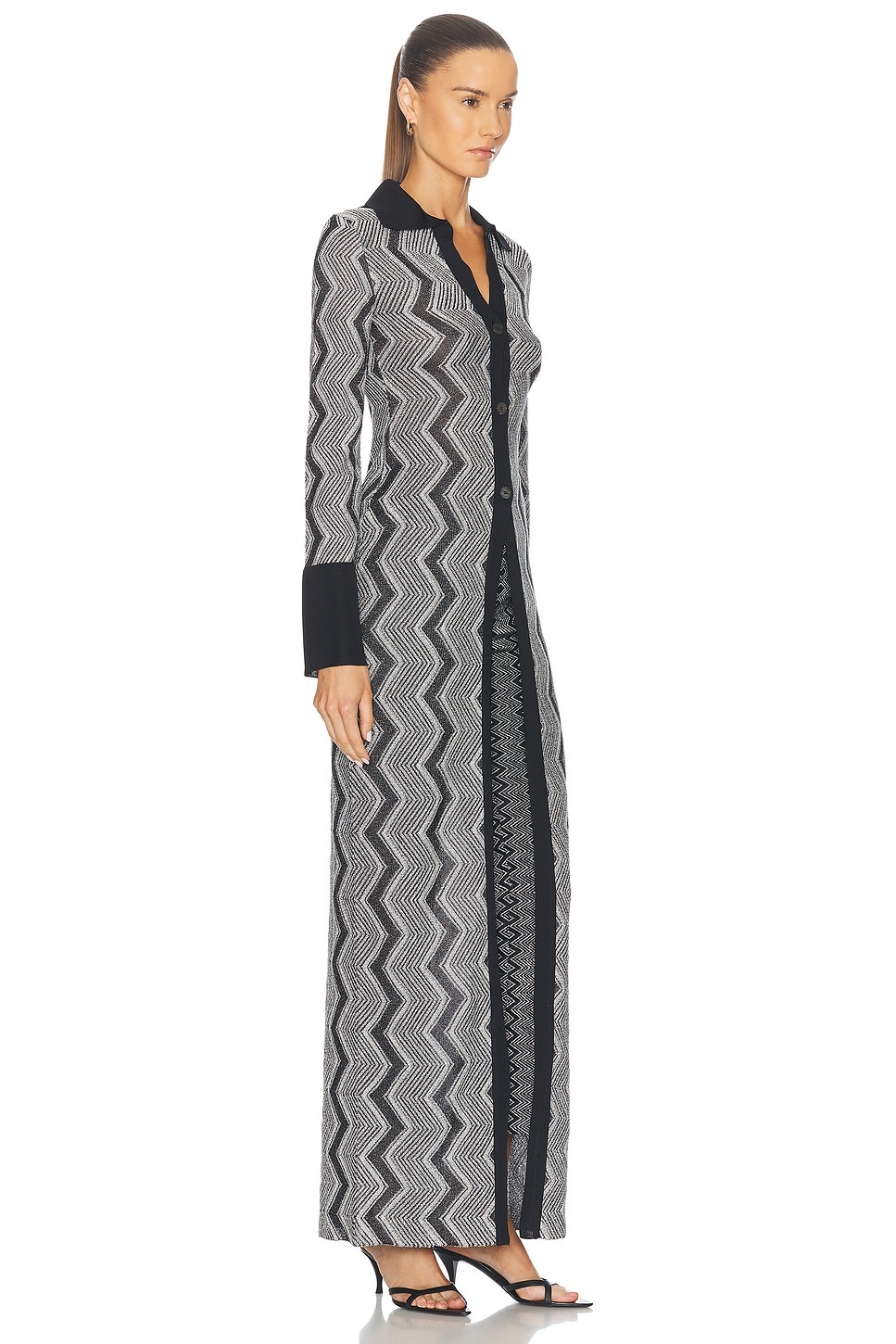 Micro Chevron Long Cardigan - 2