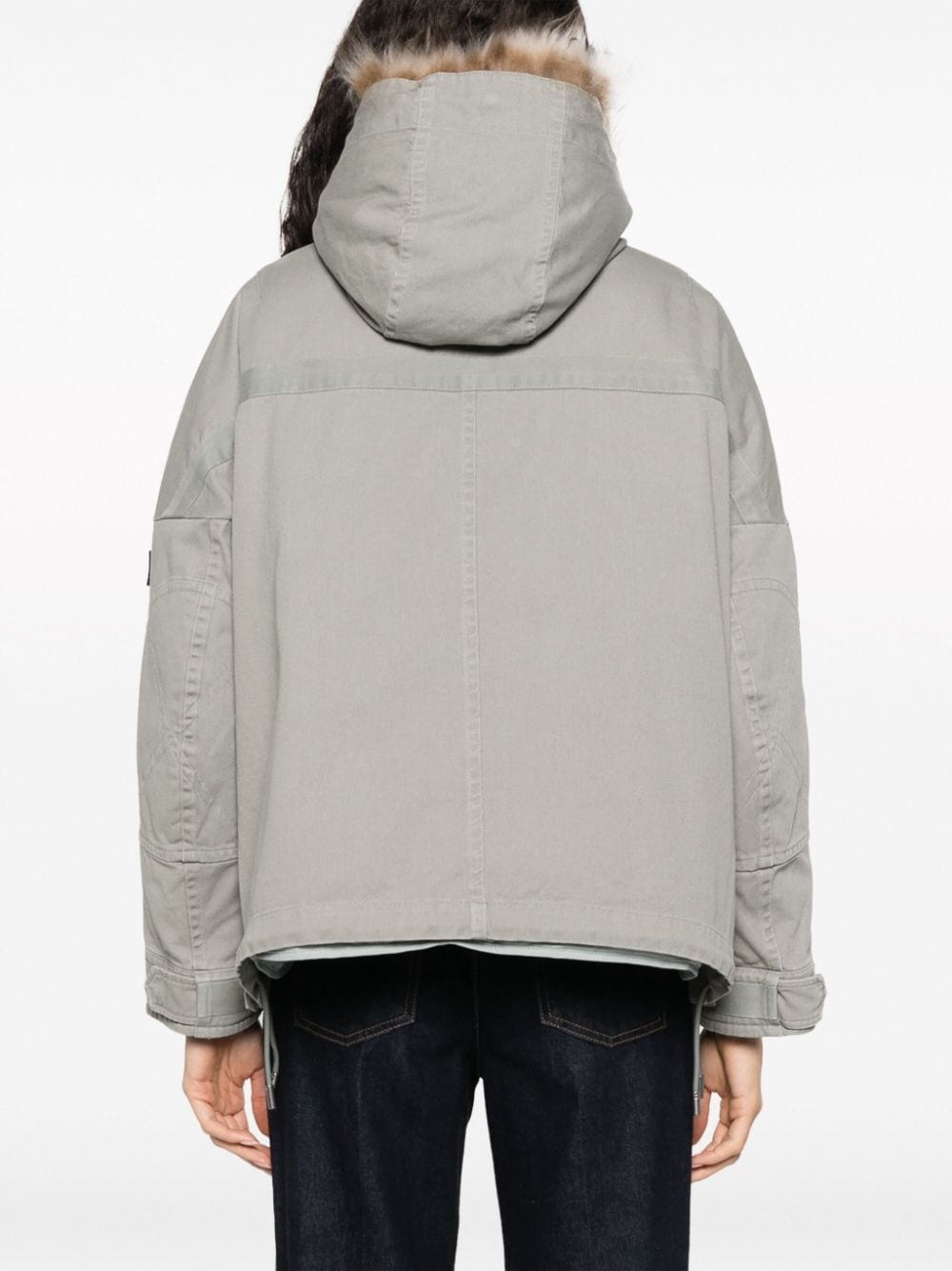 shearling-trim padded jacket - 4