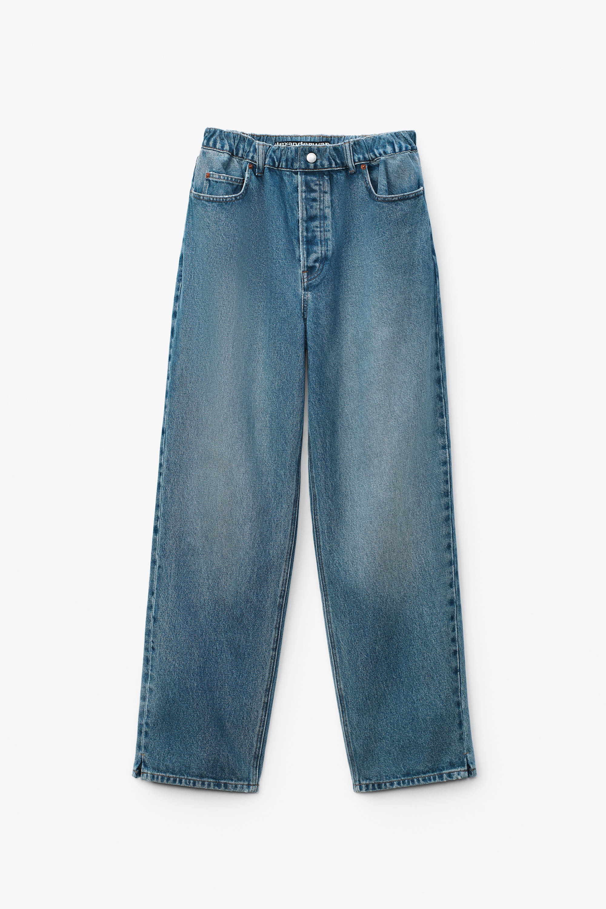 RUCHED WAIST BAGGY PANT IN DENIM - 1