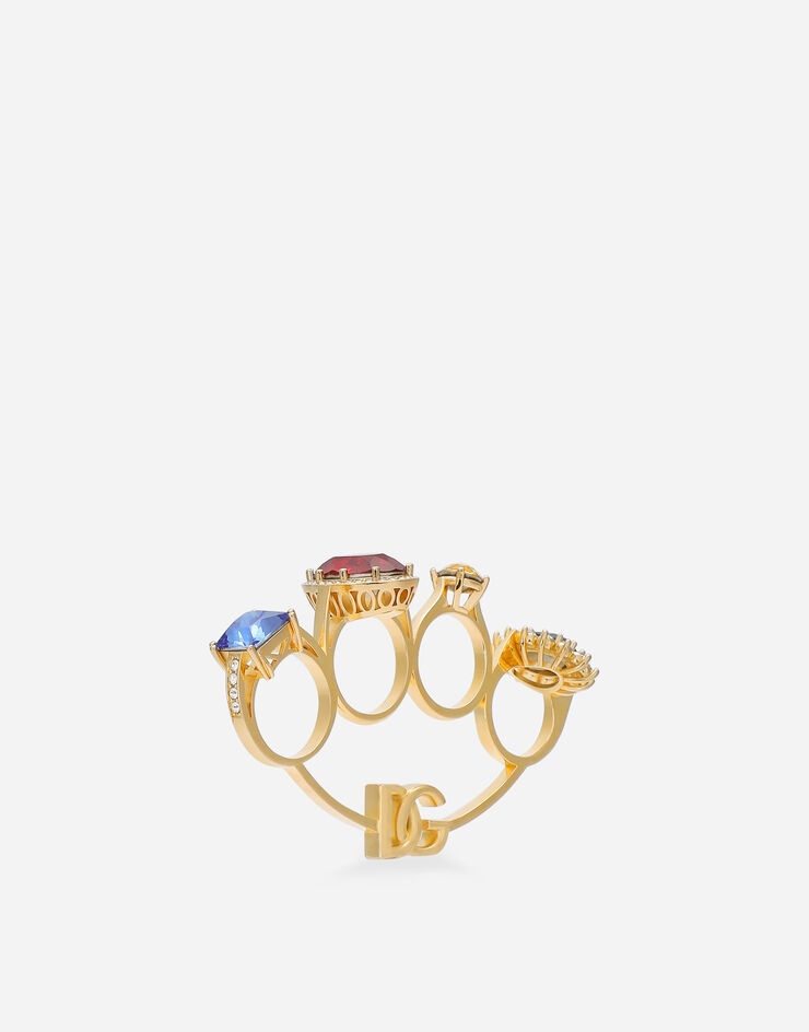 Knucklebuster ring with colorful rhinestones - 3
