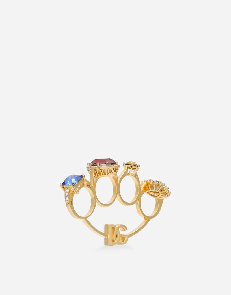 Knucklebuster ring with colorful rhinestones 3