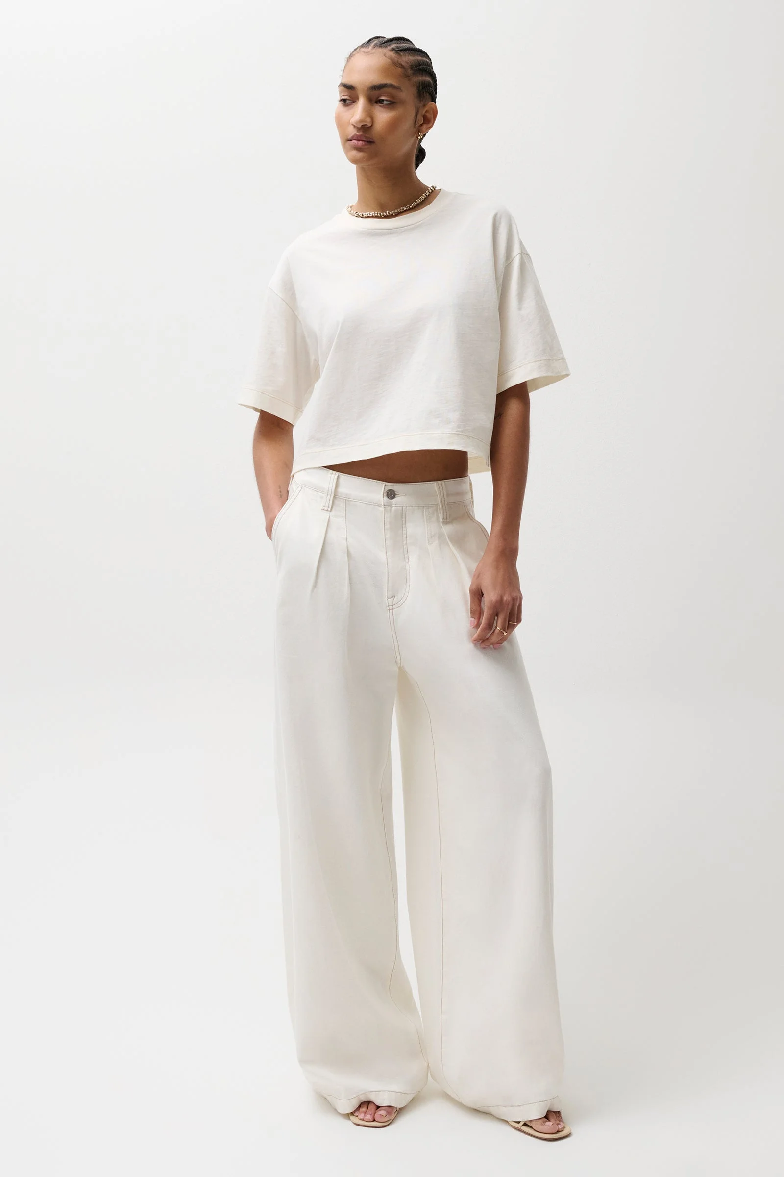 DELPHINE PLEATED WIDE IN OFF WHITE - 1