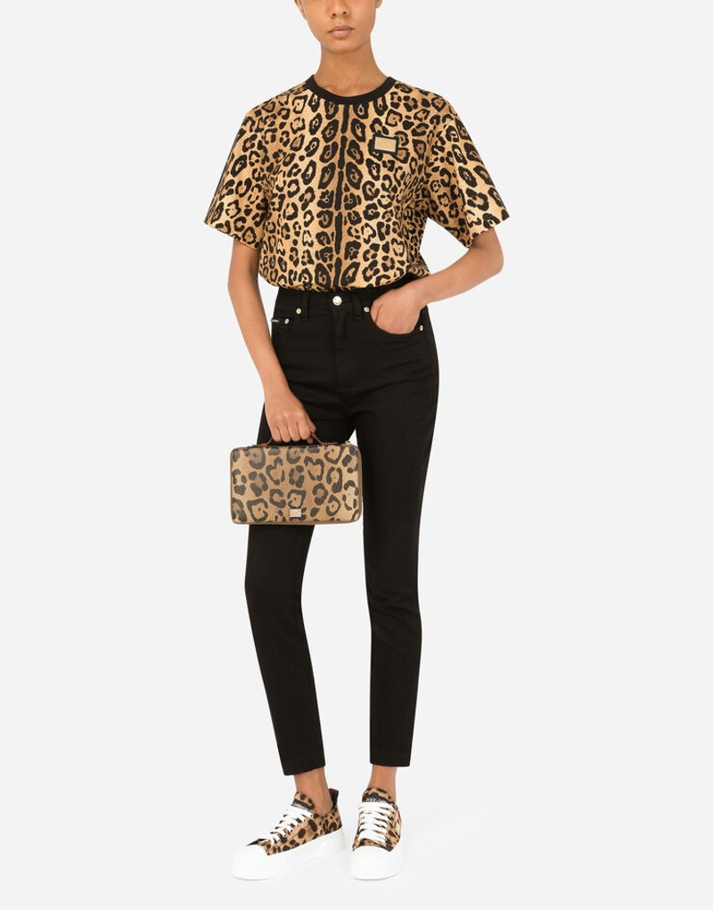 Dolce & Gabbana Leopard-print Crespo document holder with zipper and branded plate outlook