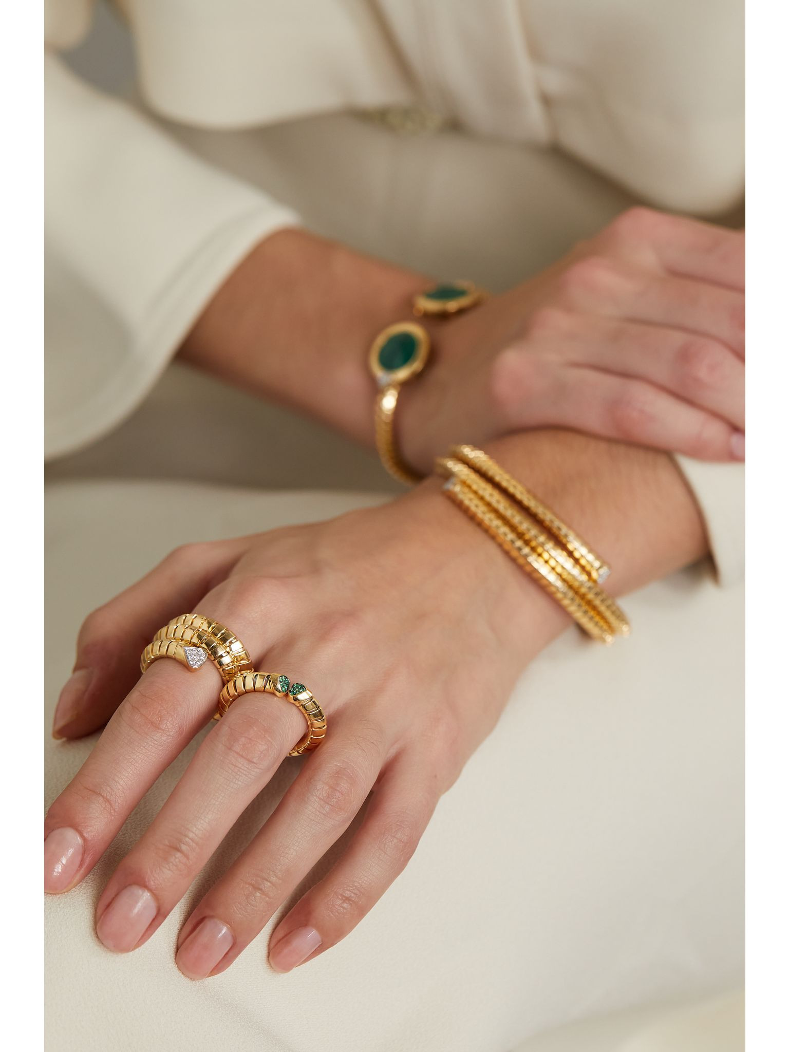 Trisolina 18-karat gold emerald ring Gold - 6