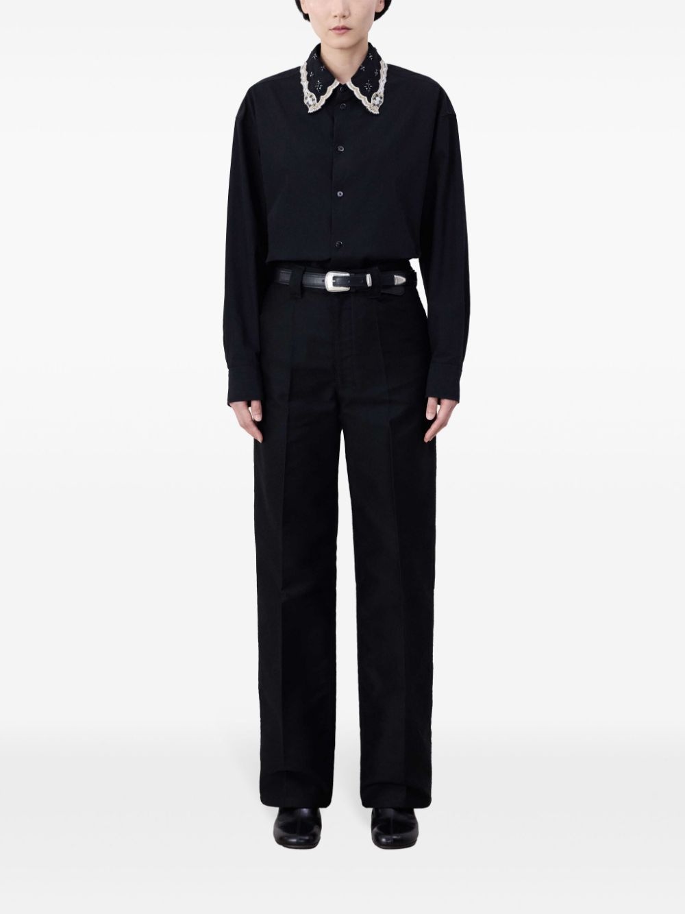 embroidered collar shirt - 2