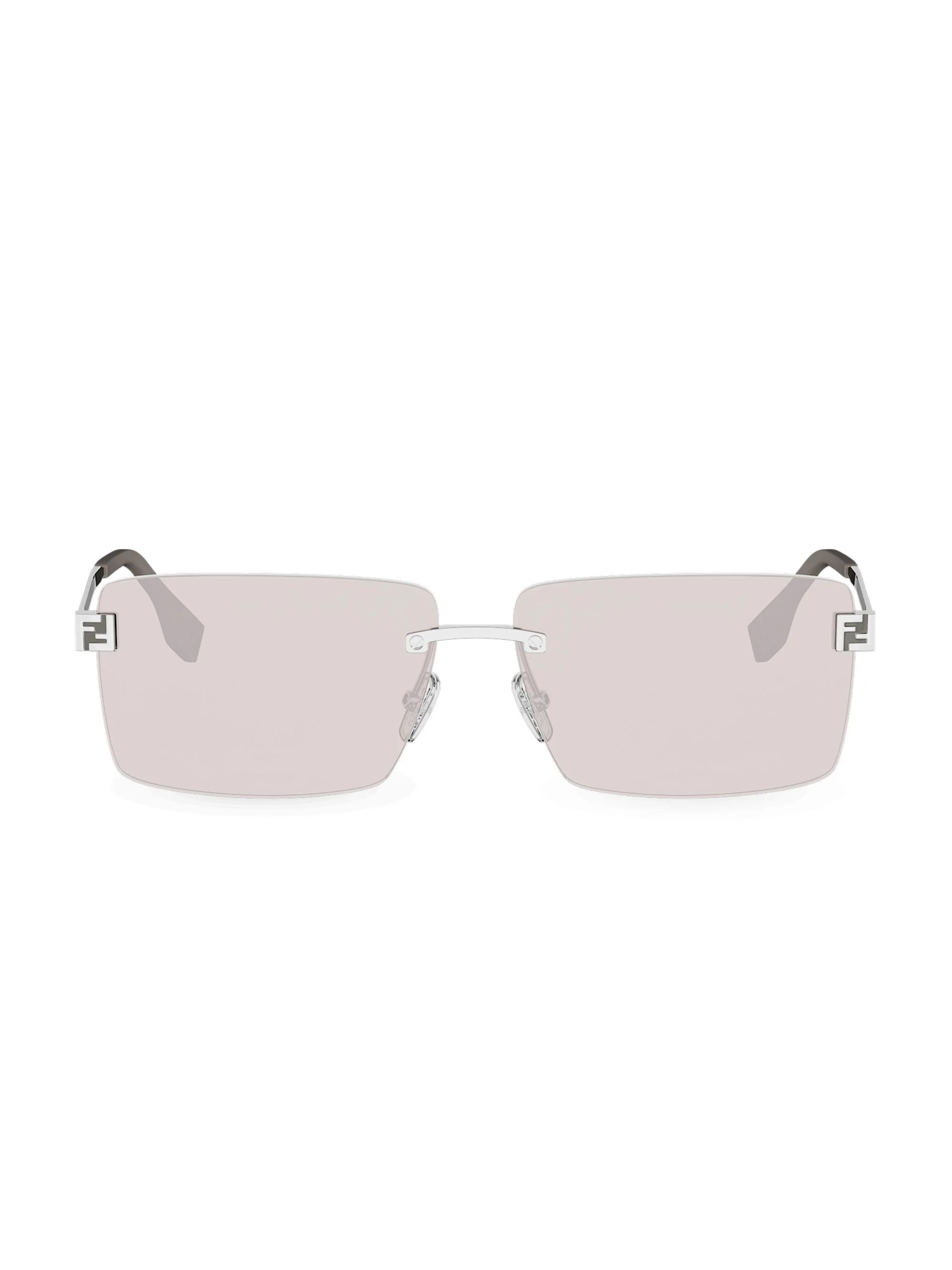 Men's Sky 60MM Rimless Sunglasses - Shiny Palladium Brown Mirror - 1