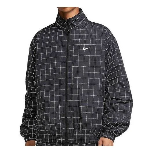 Men's Nike Zipper Plaid Jacket Black CV0556-010 - 1