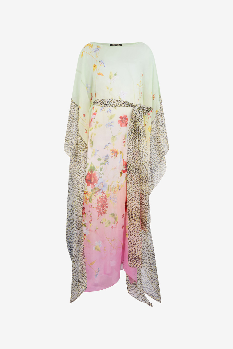 Miami Flowers Silk Kaftan 1