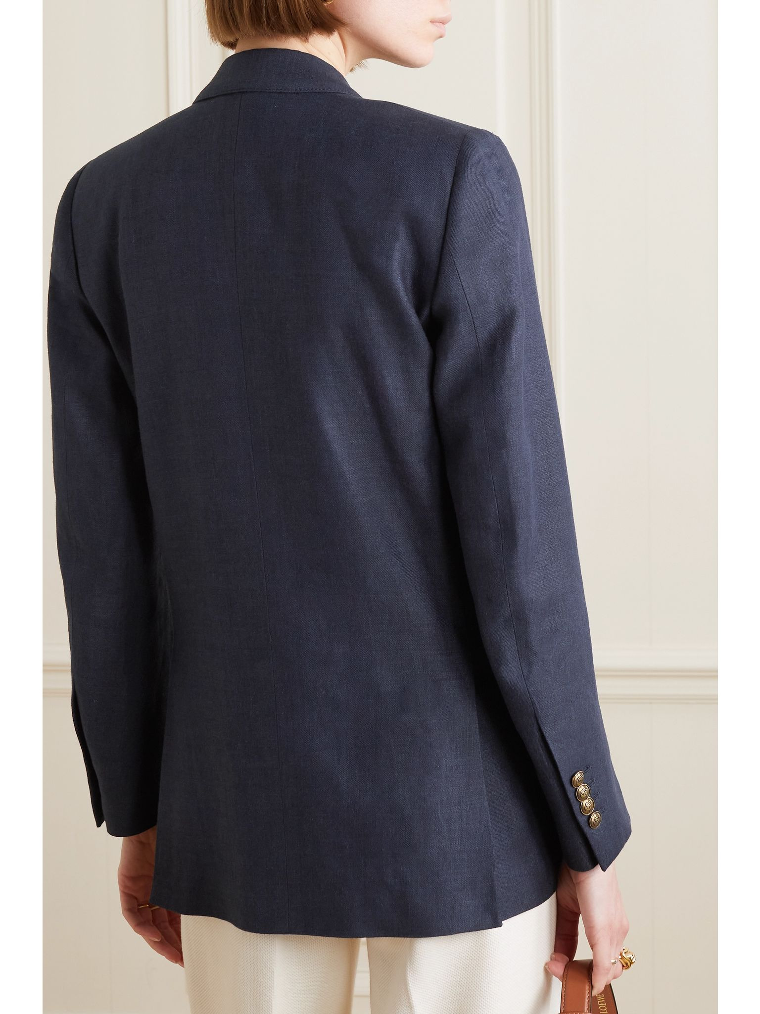 Aurora linen and wool-blend twill blazer Navy - 4