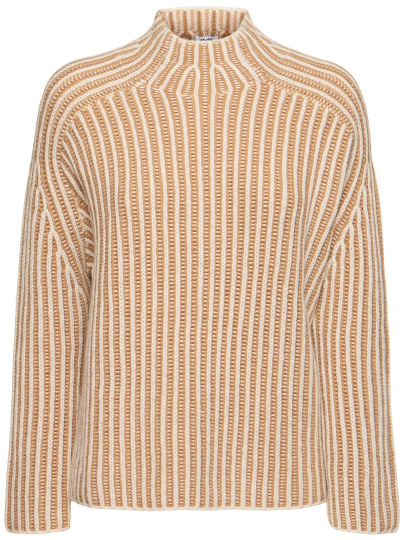 Mock neck wool blend knit sweater - 1